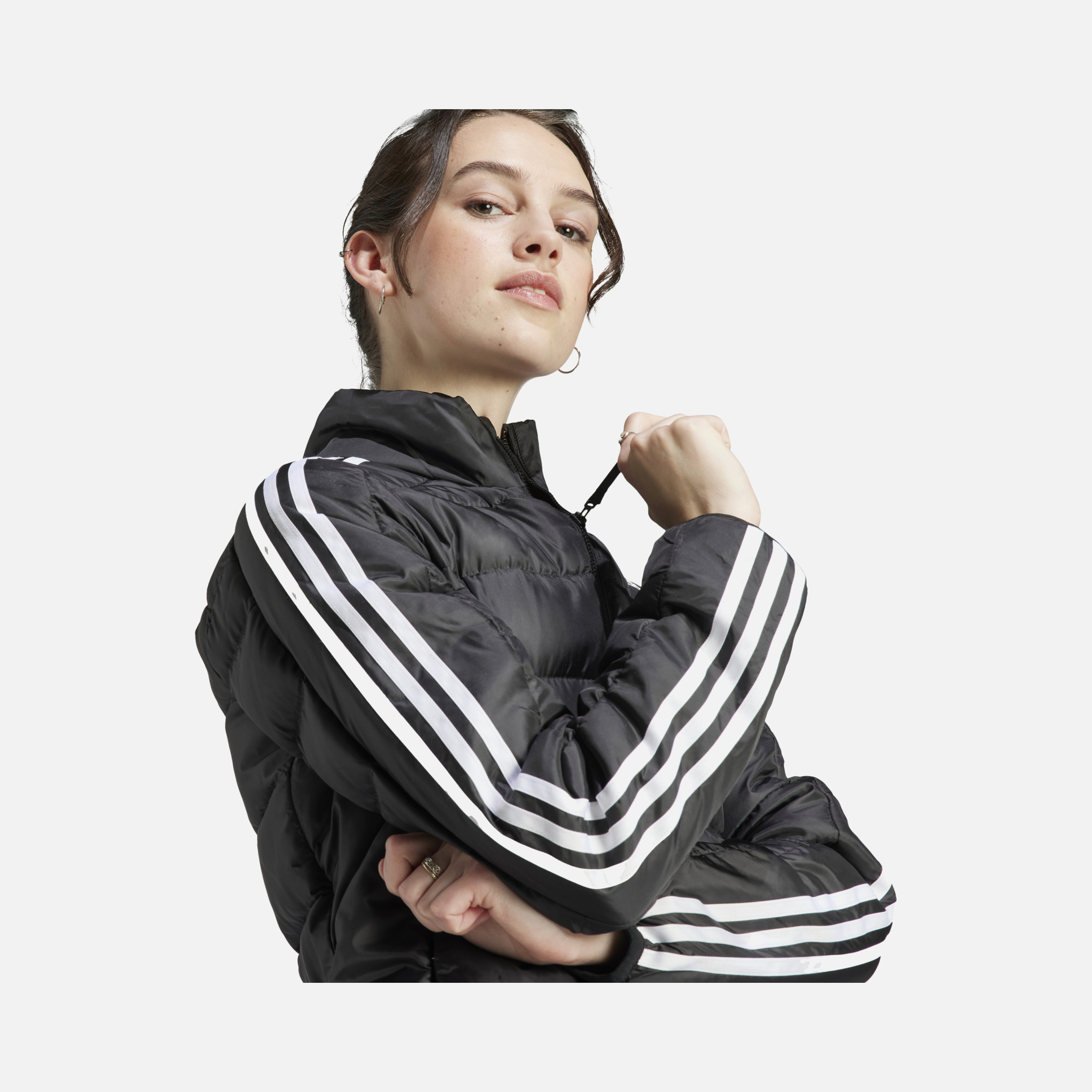 adidas Essentials 3-Stripes Light Down Full-Zip Hoodie Kadın Ceket