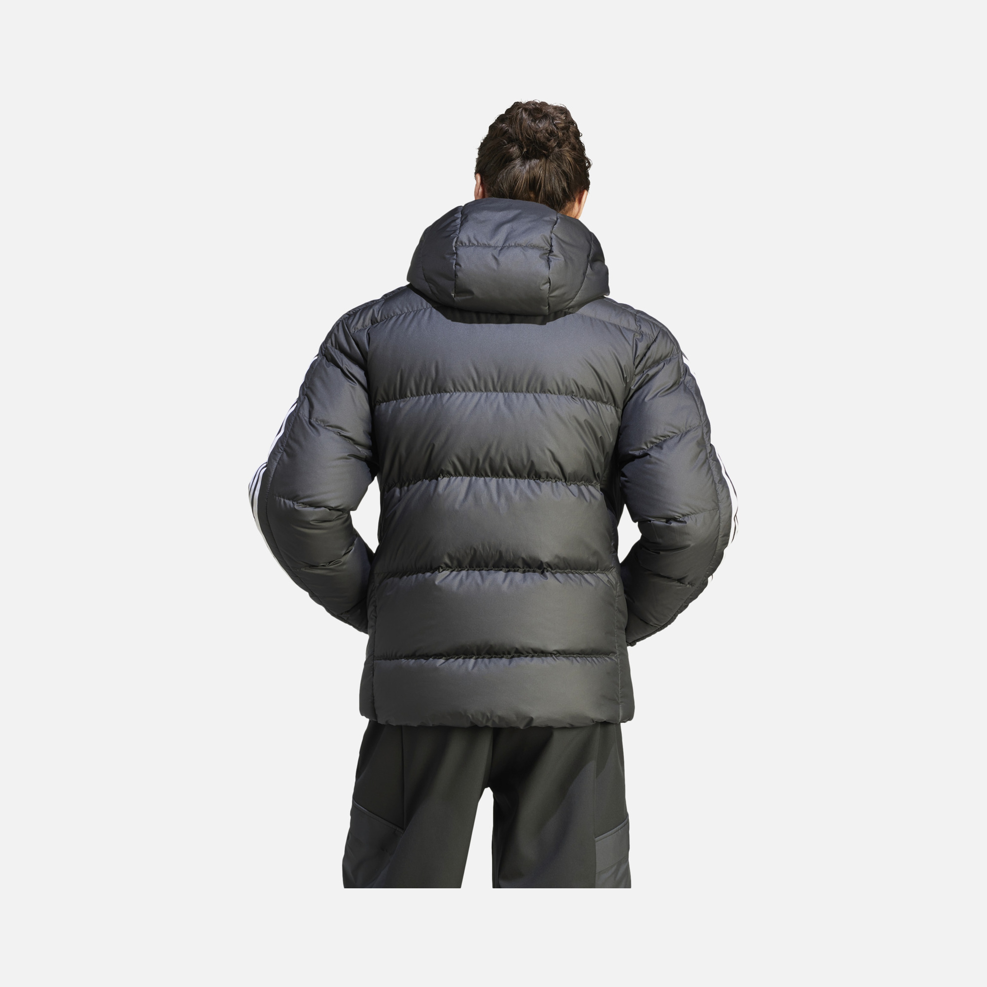 adidas Essentials Midweight Down 3-Stripes Full-Zip Hoodie Erkek Ceket