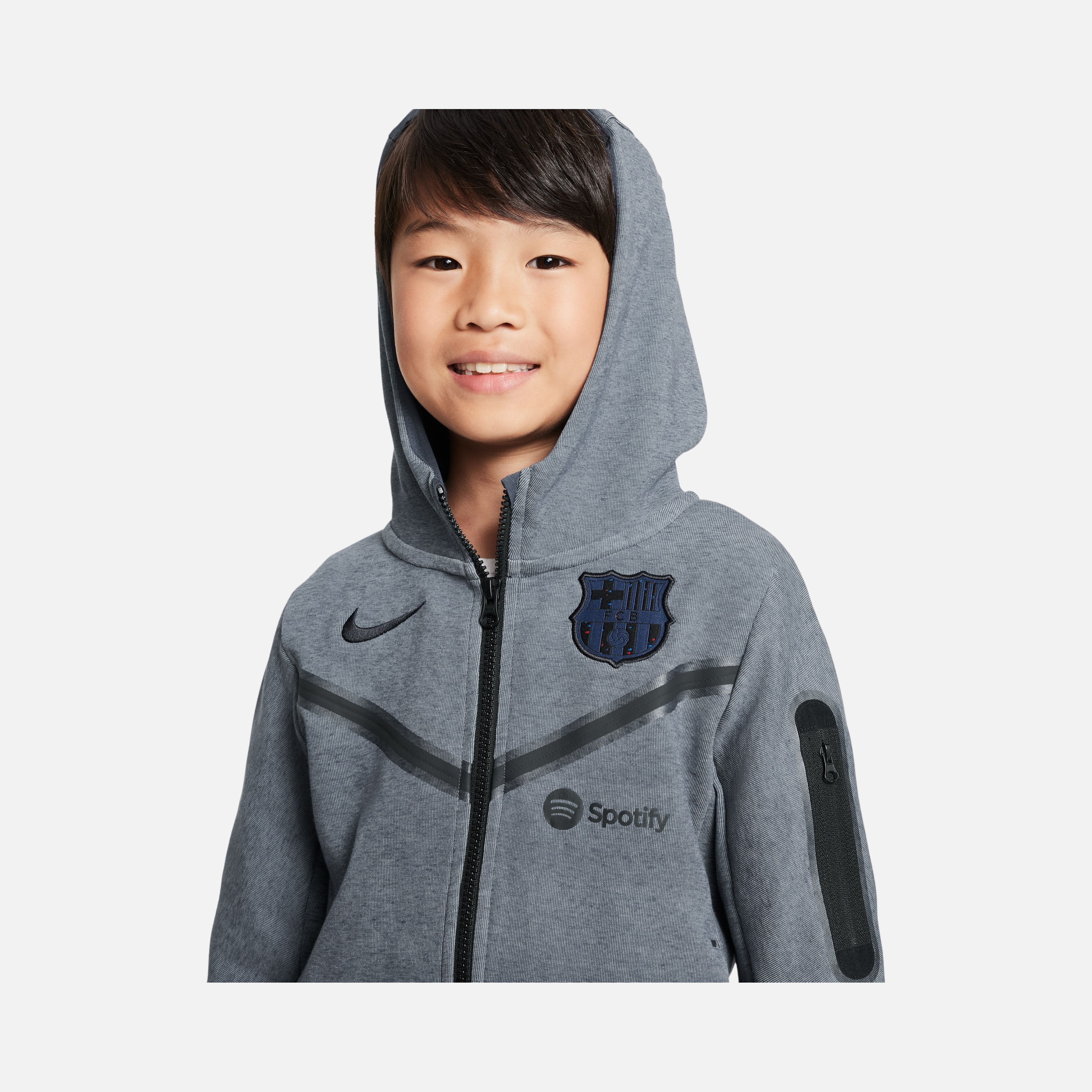 Nike Sportswear FC Barcelona Tech Fleece Windrunner Full-Zip Hoodie Çocuk Sweatshirt