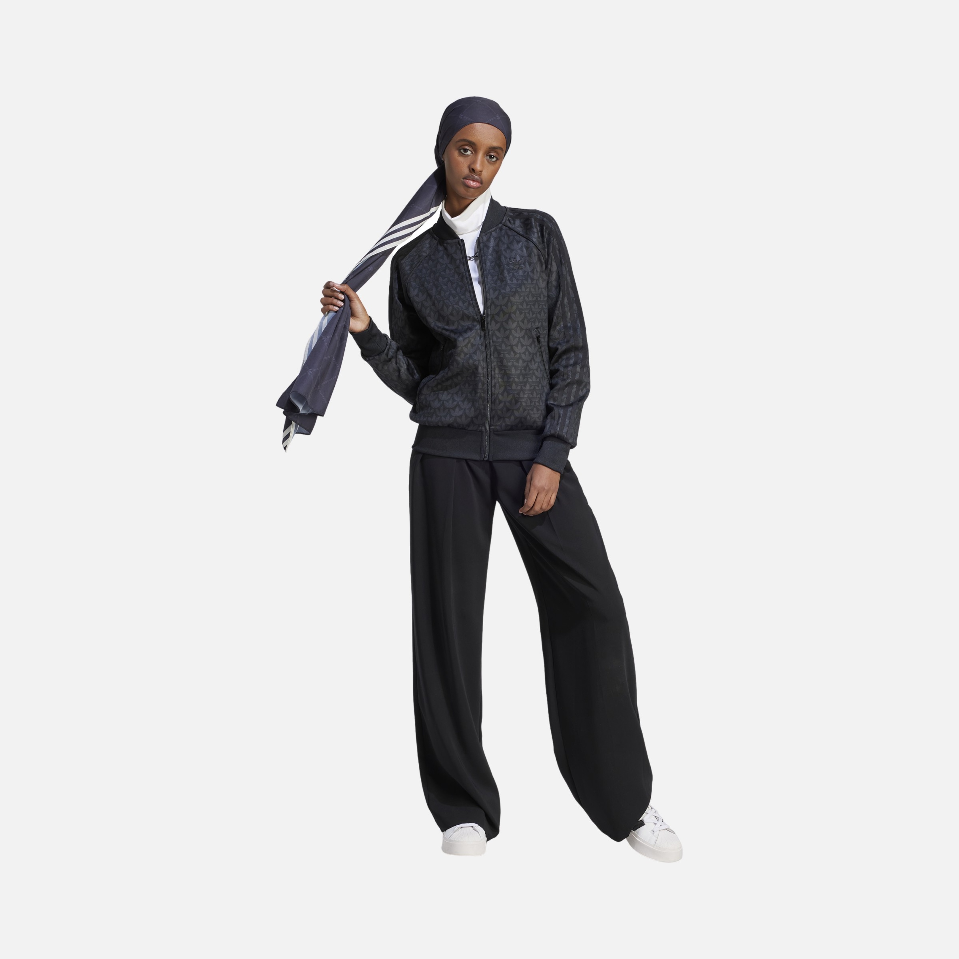 adidas Sportswear Trefoil Monogram SST 3-Stripes Full-Zip Hoodie Kadın Ceket