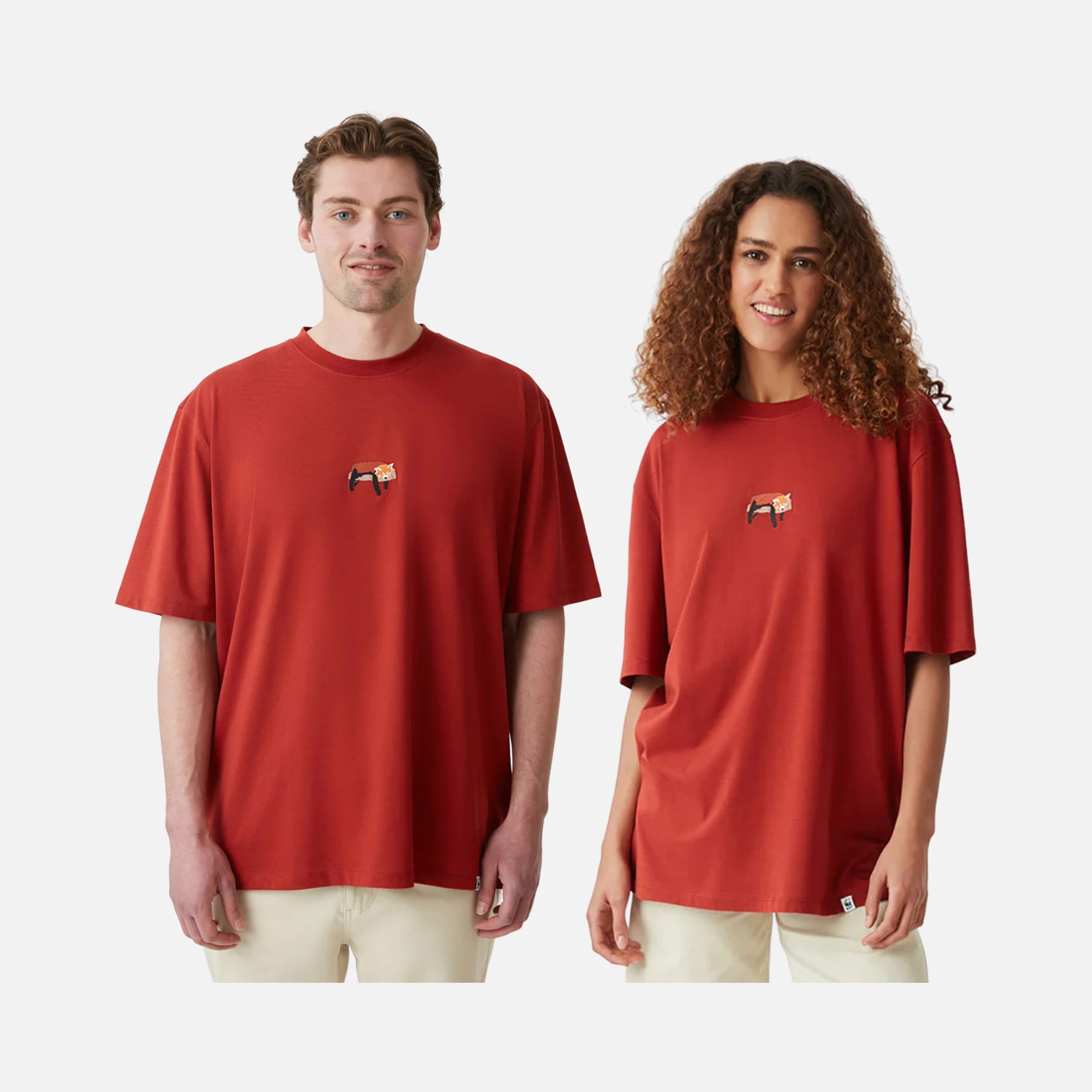 WWF Sportswear Yavru Kızıl Panda Embroidered Oversize Short Sleeve Unisex Tişört