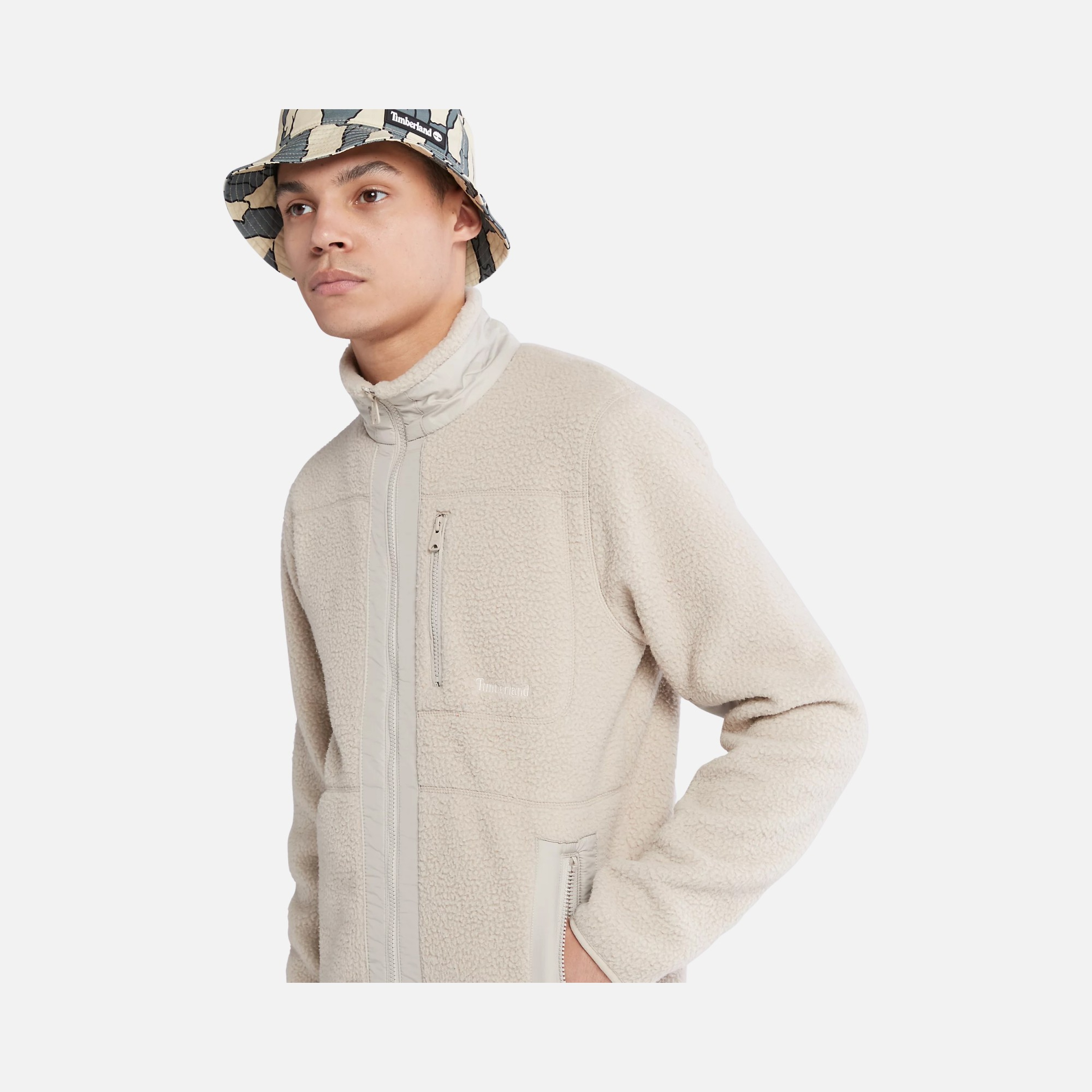 Timberland Sportswear Mix Media Sherpa Full-Zip Fleece Hoodie Erkek Ceket