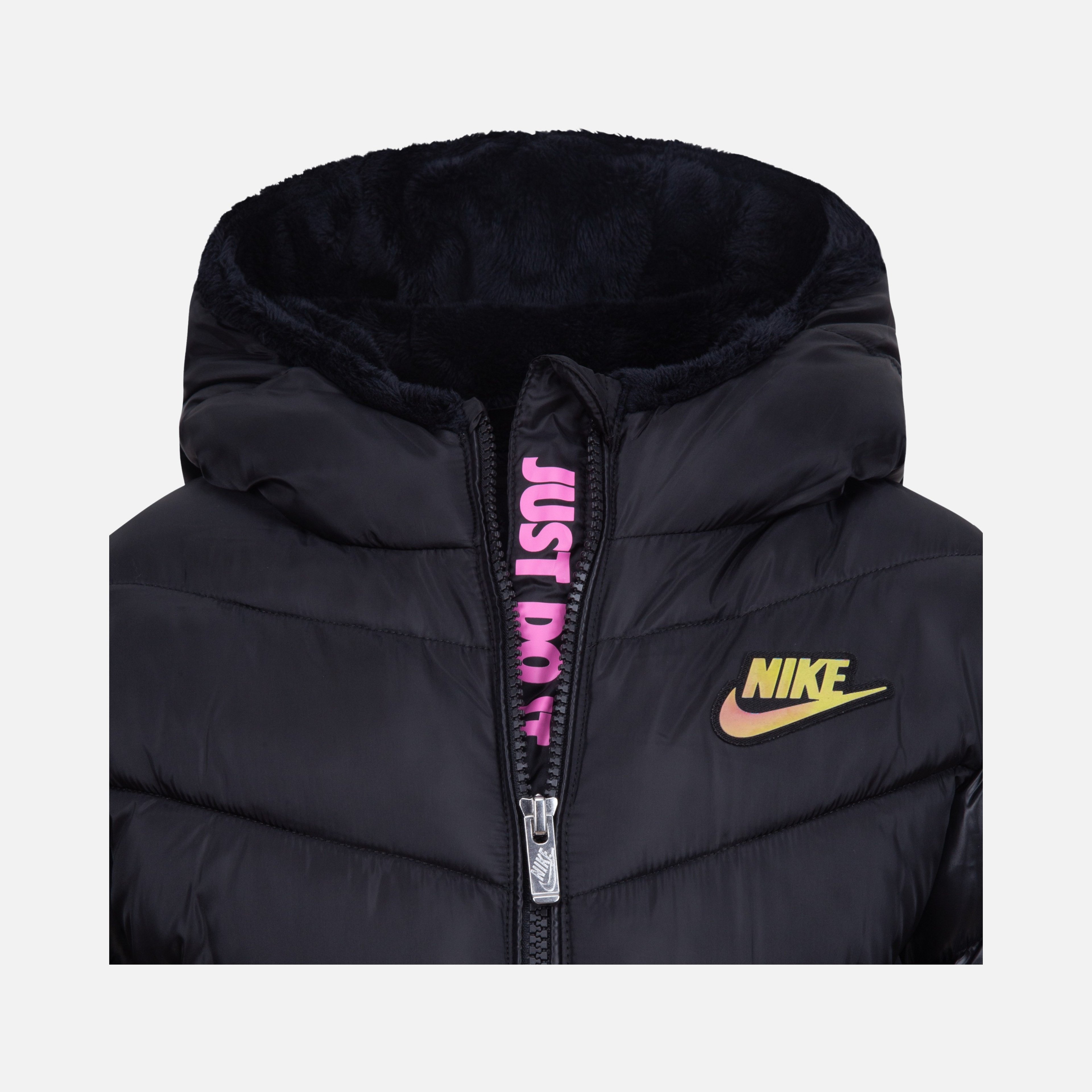 Nike Sportswear Colorblock Chevron Puffer Full-Zip Hoodie (Girls') Çocuk Mont
