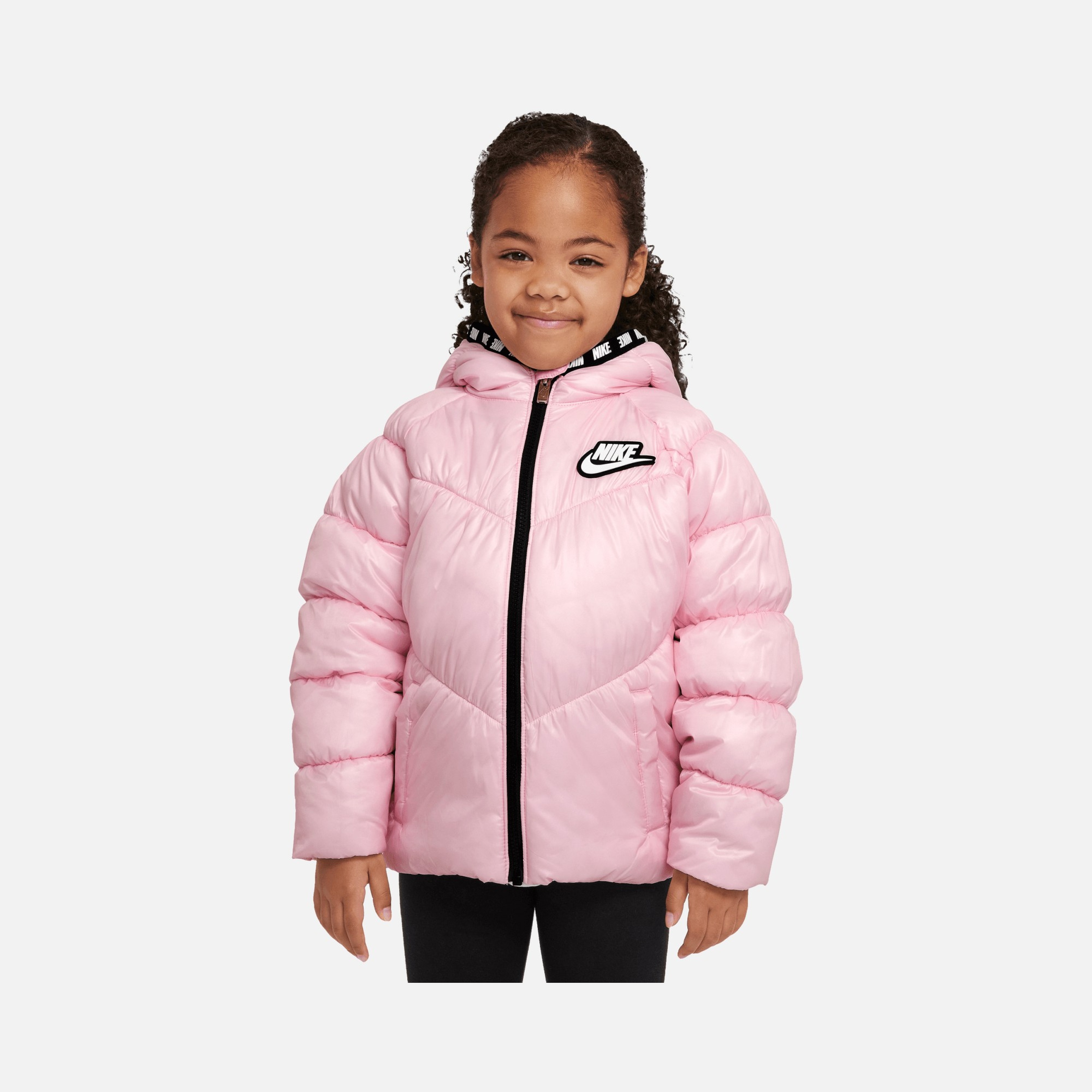 Nike Sportswear Chevron Cinched Puffer Full-Zip Hoodie (Girls') Çocuk Mont