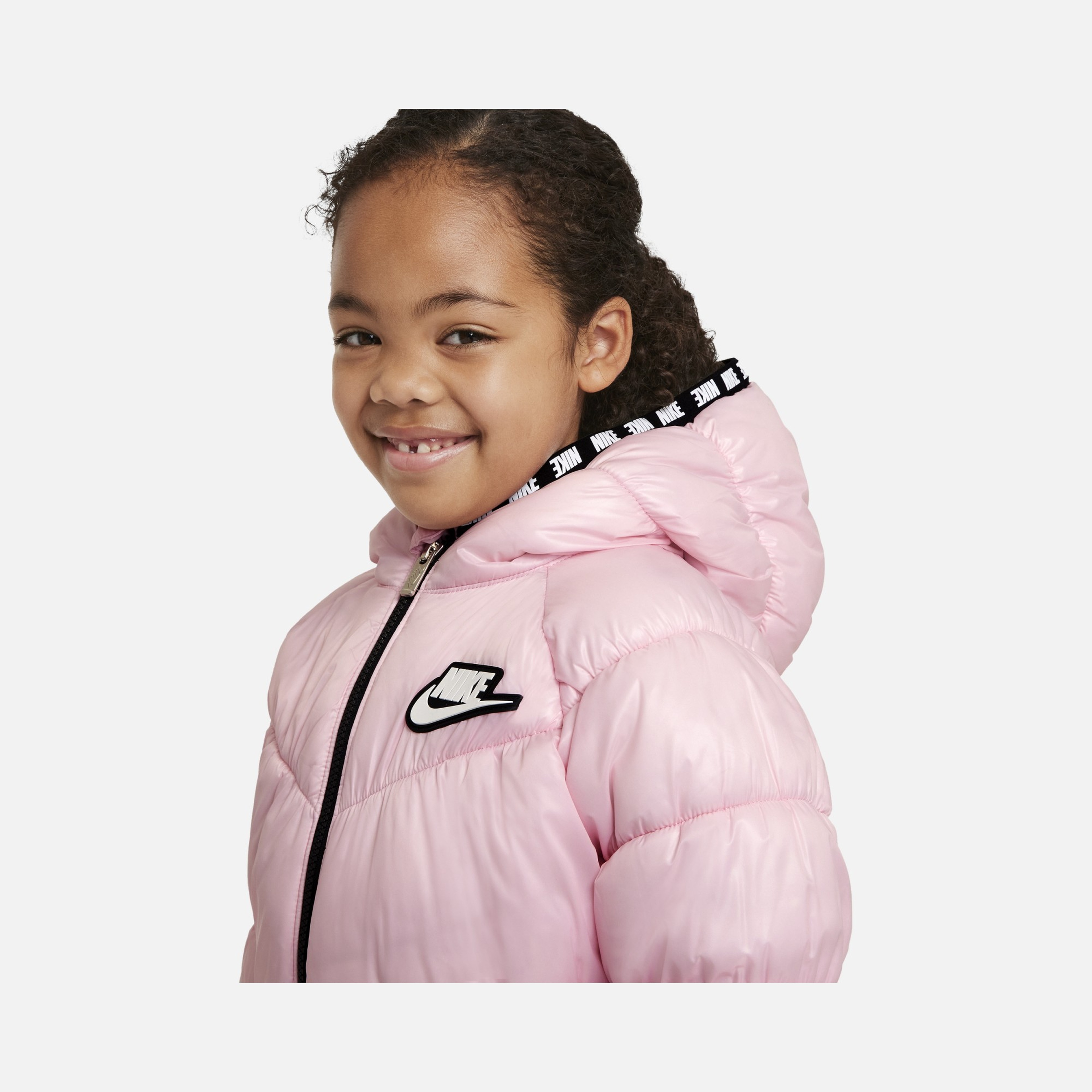 Nike Sportswear Chevron Cinched Puffer Full-Zip Hoodie (Girls') Çocuk Mont