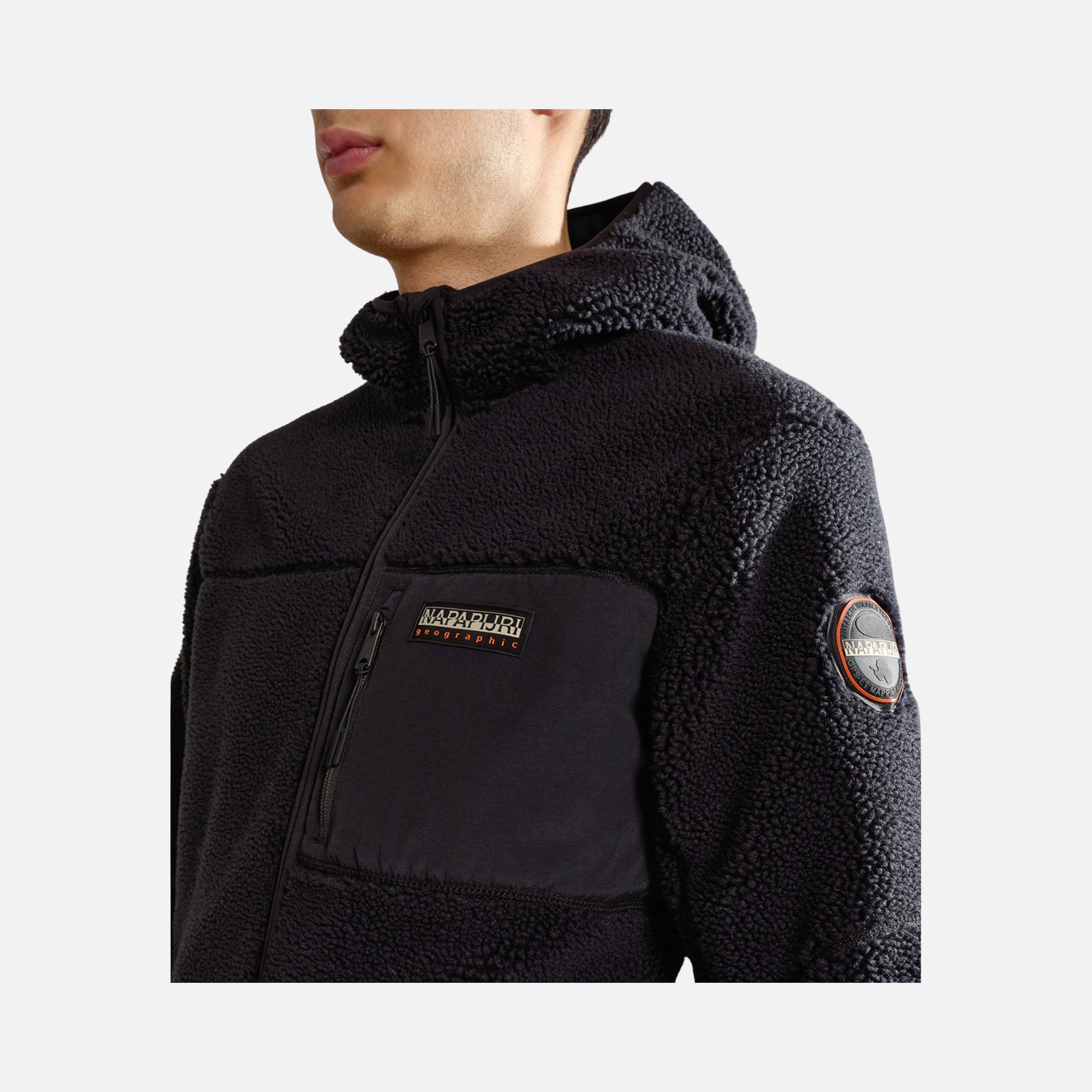 Napapijri Sportswear Yupik Fleece & Woven Block Full-Zip Hoodie