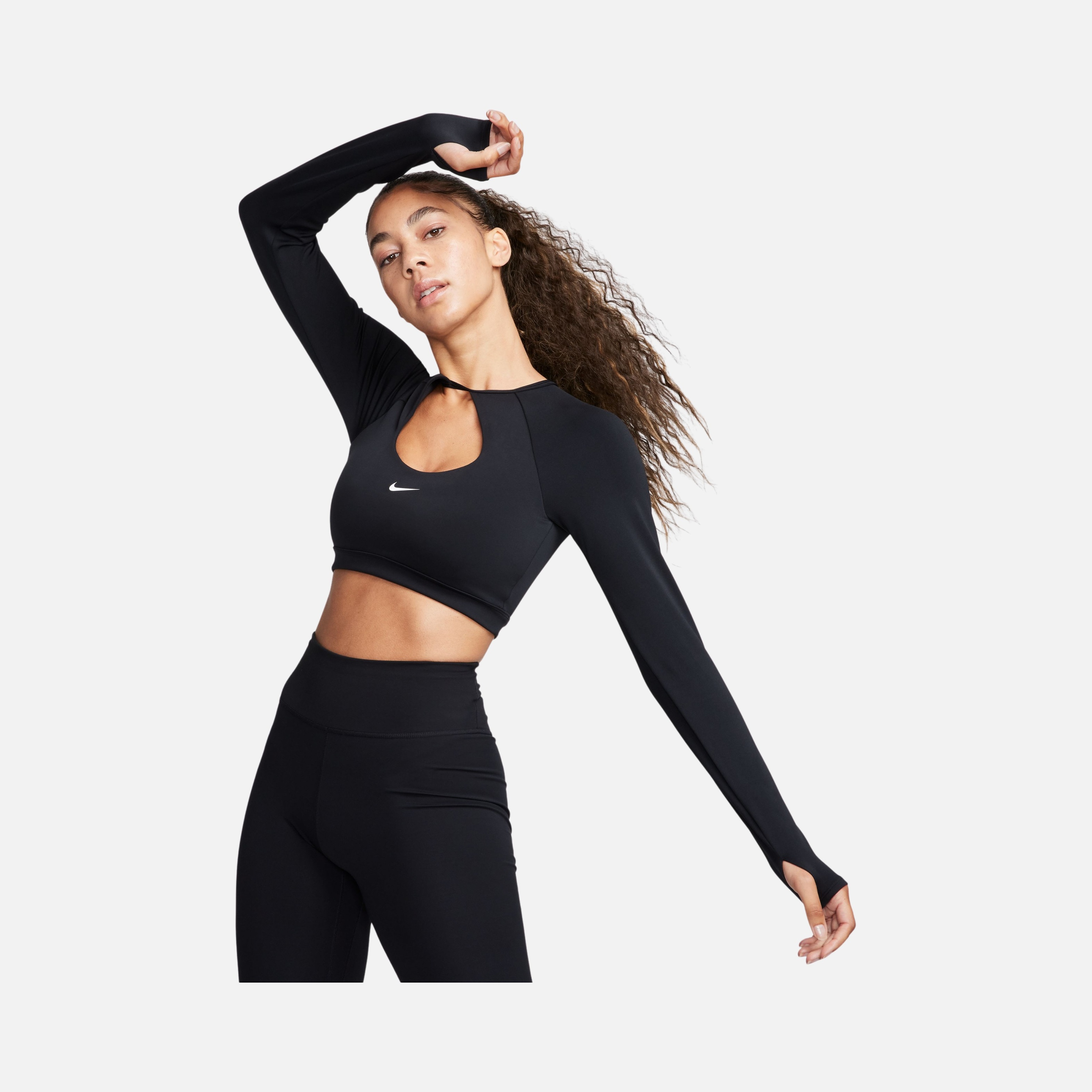 Nike Dri-Fit Cropped Medium-Support Padded Long-Sleeve Training Kadın Bra