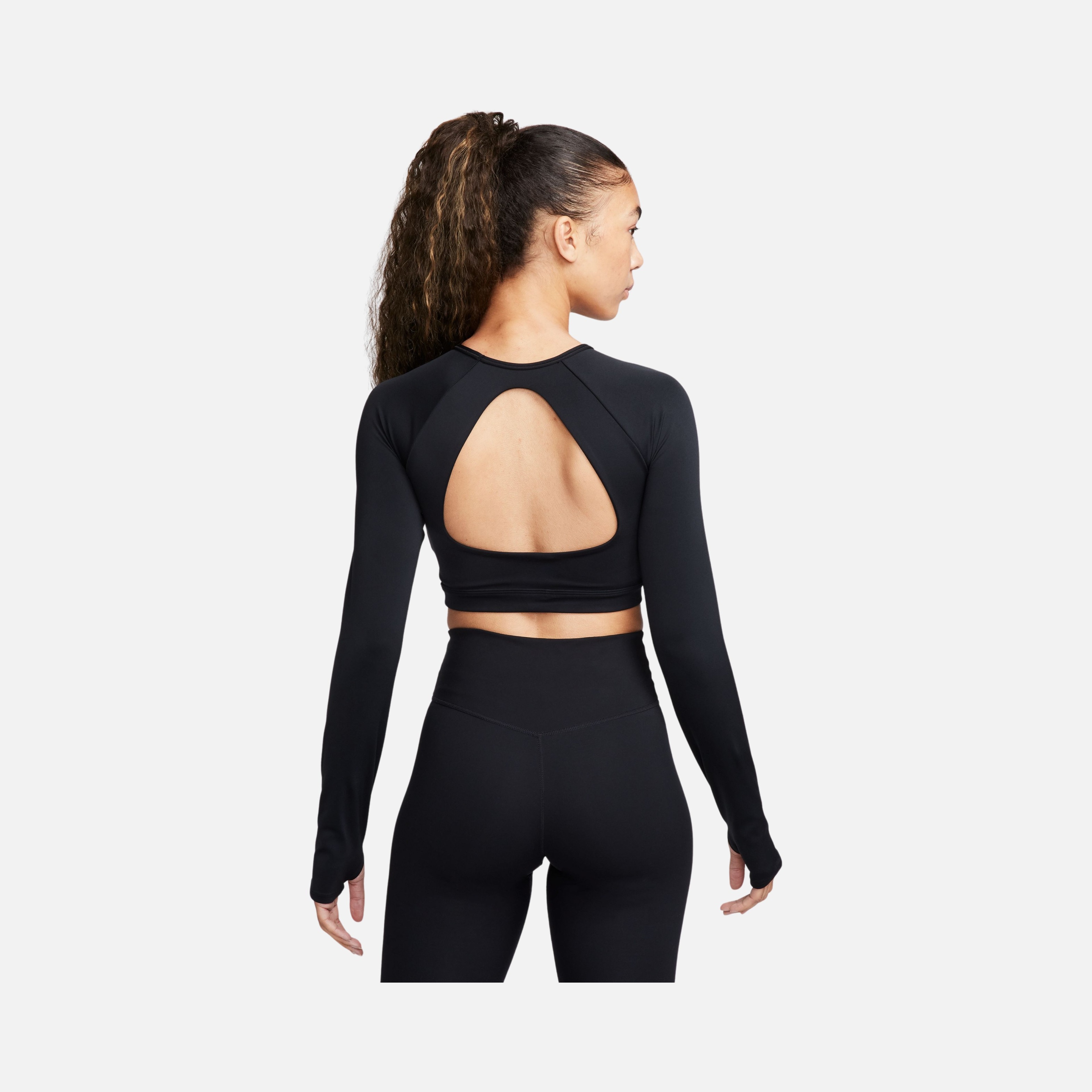Nike Dri-Fit Cropped Medium-Support Padded Long-Sleeve Training Kadın Bra