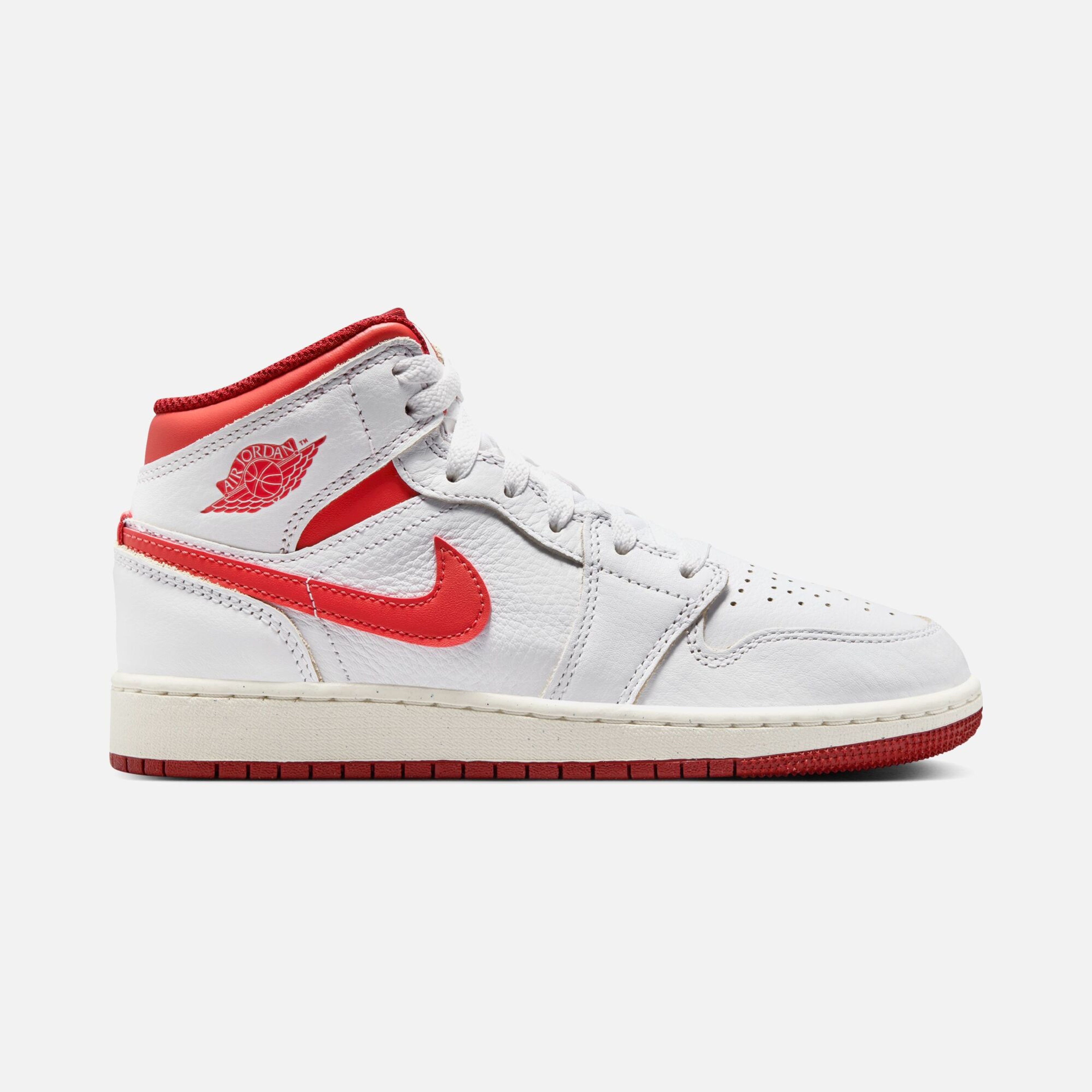 Nike Air Jordan 1 Mid SE ''White Dune Red'' (GS) Spor Ayakkabı