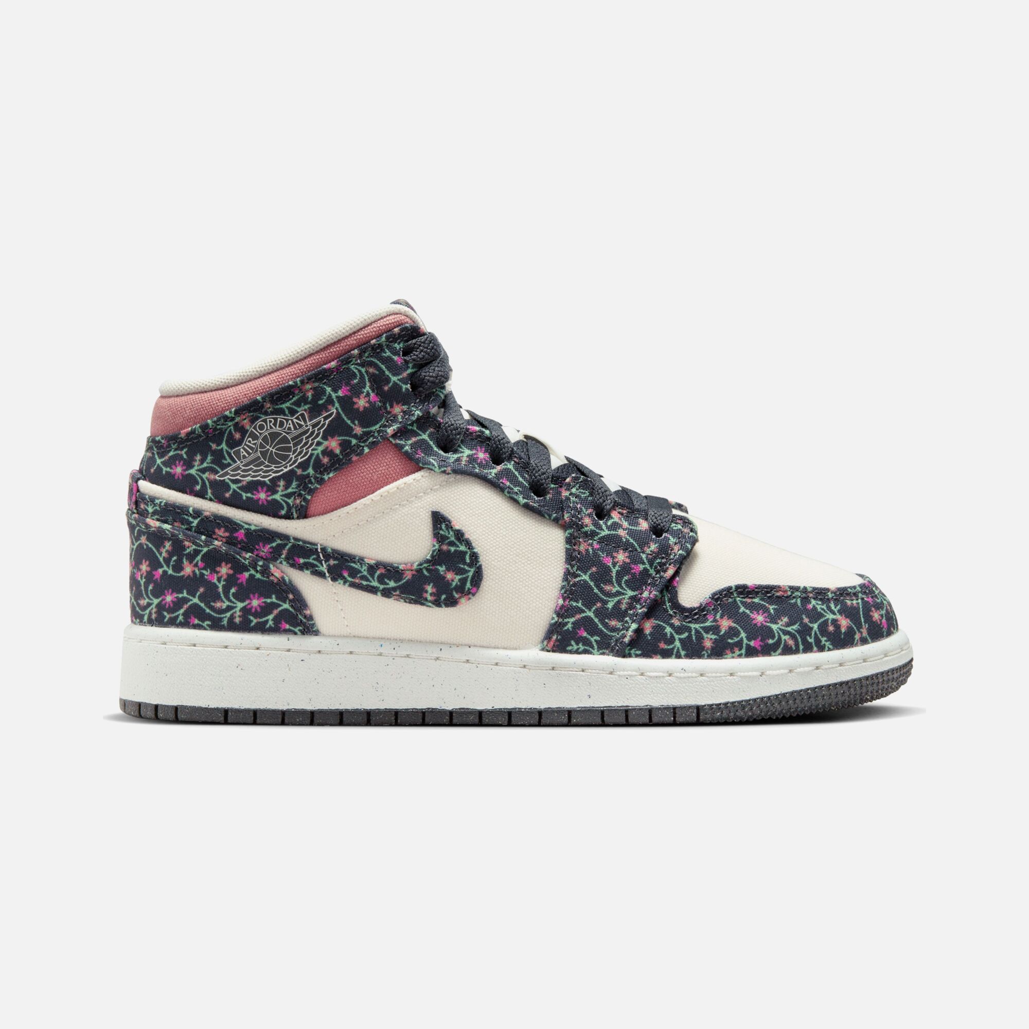 Nike Air Jordan 1 Mid SE ''Floral Canvas Details'' (GS) Spor