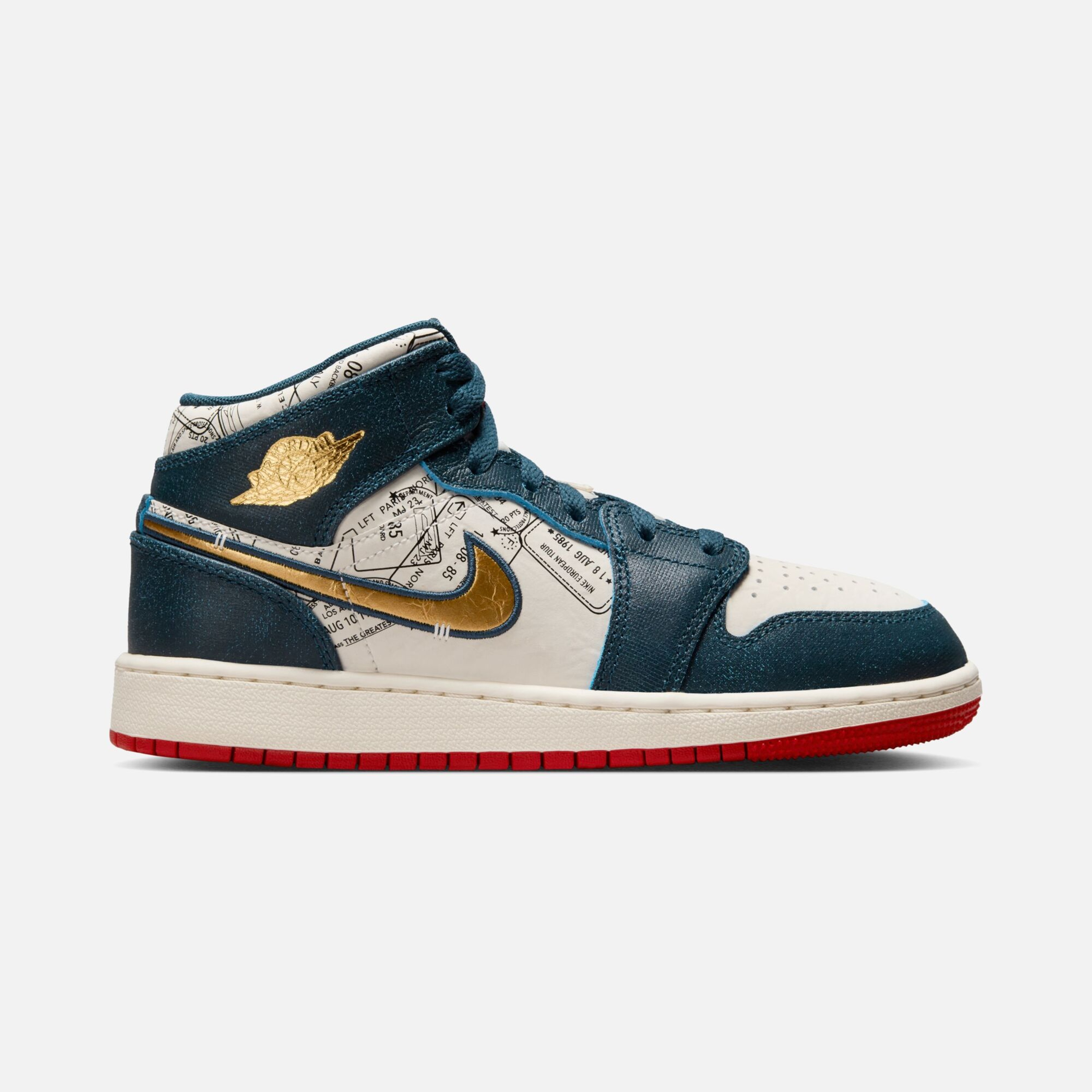 Nike Air Jordan 1 ナイキ エアジョーダン(GS) Nike Air Jordan 1 Mid SE ''Passport Stamp'' (GS) Spor Ayakkabı
