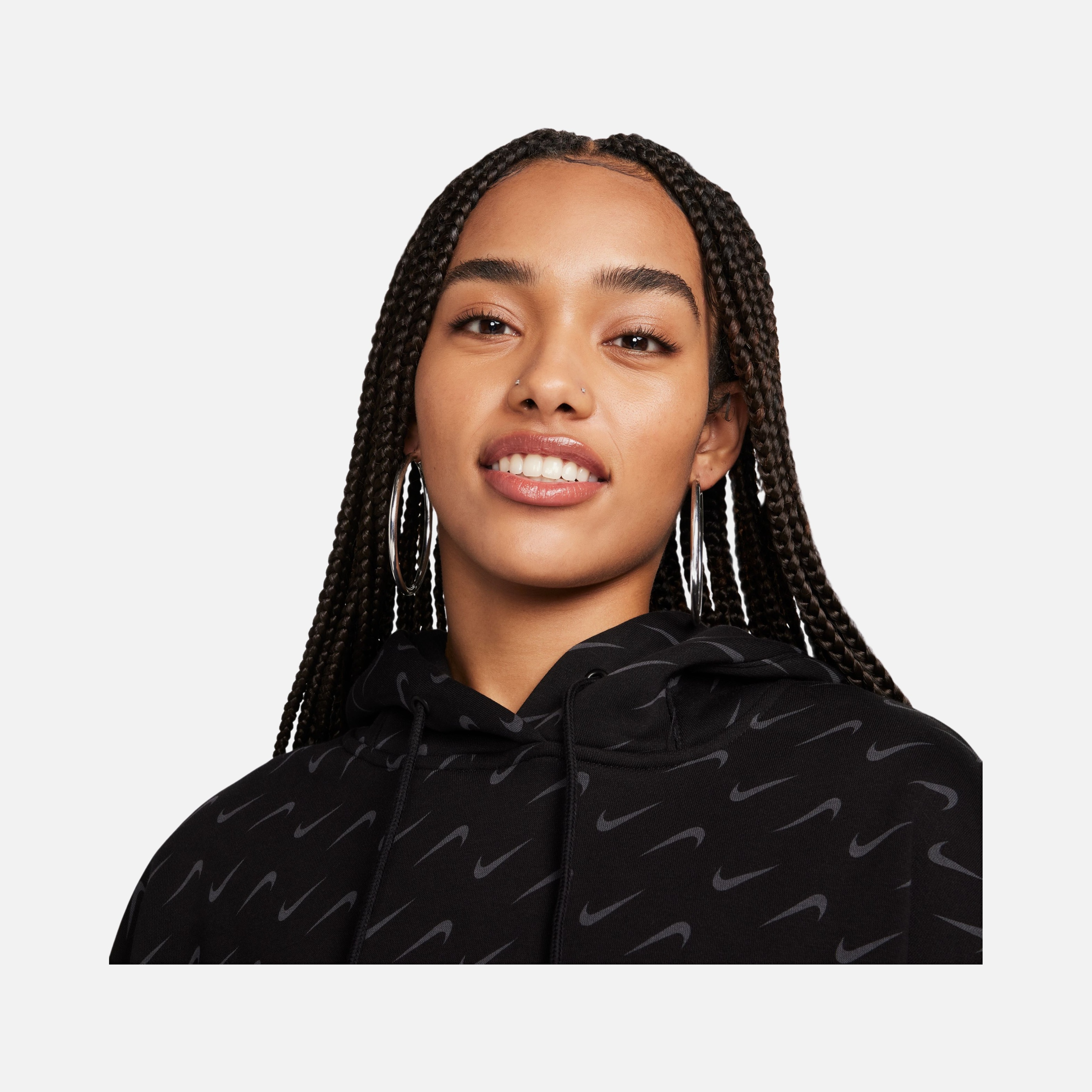 Nike Sportswear Phoenix Fleece Over-Oversized All-Over Print Pullover Hoodie Kadın Sweatshirt