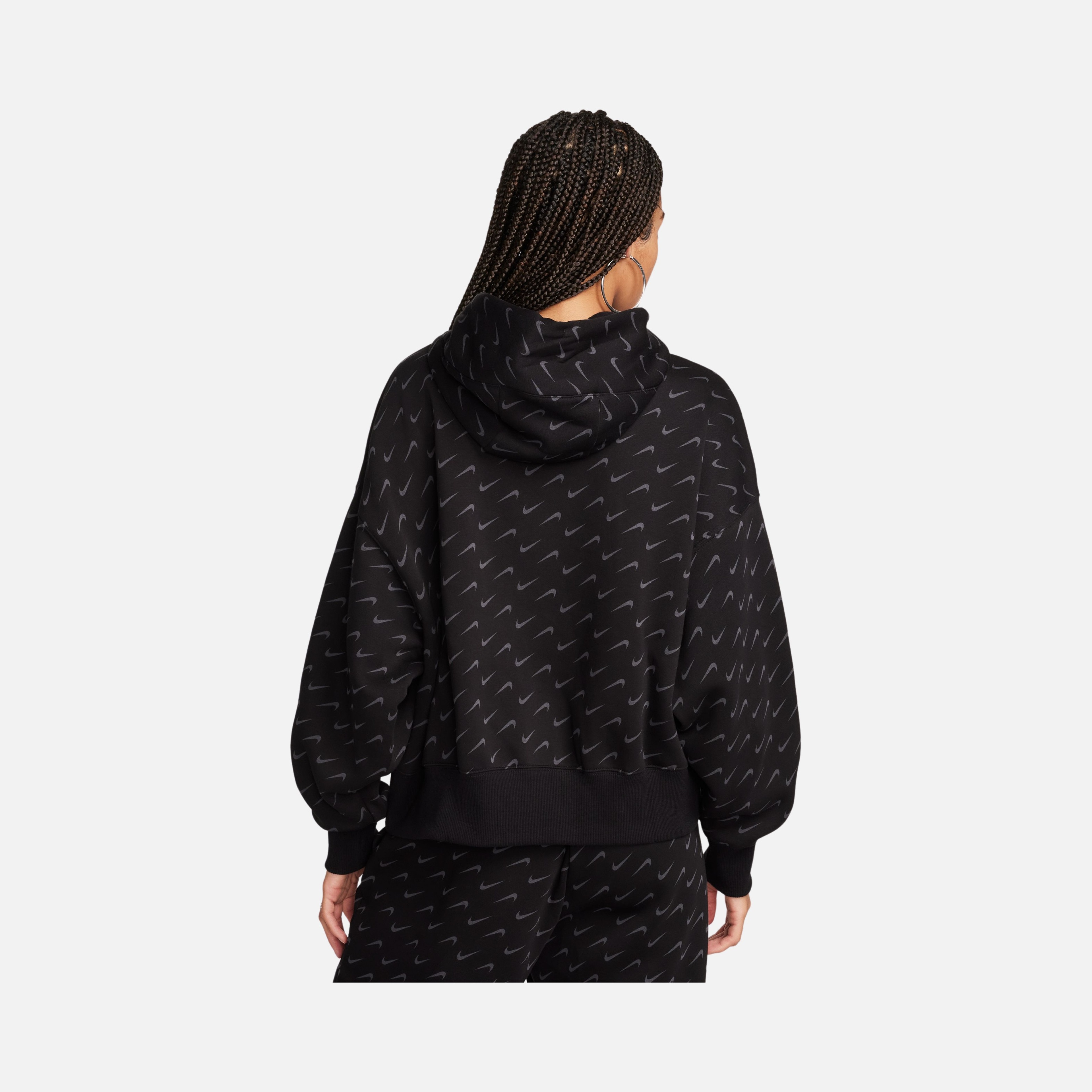Nike Sportswear Phoenix Fleece Over-Oversized All-Over Print Pullover Hoodie Kadın Sweatshirt
