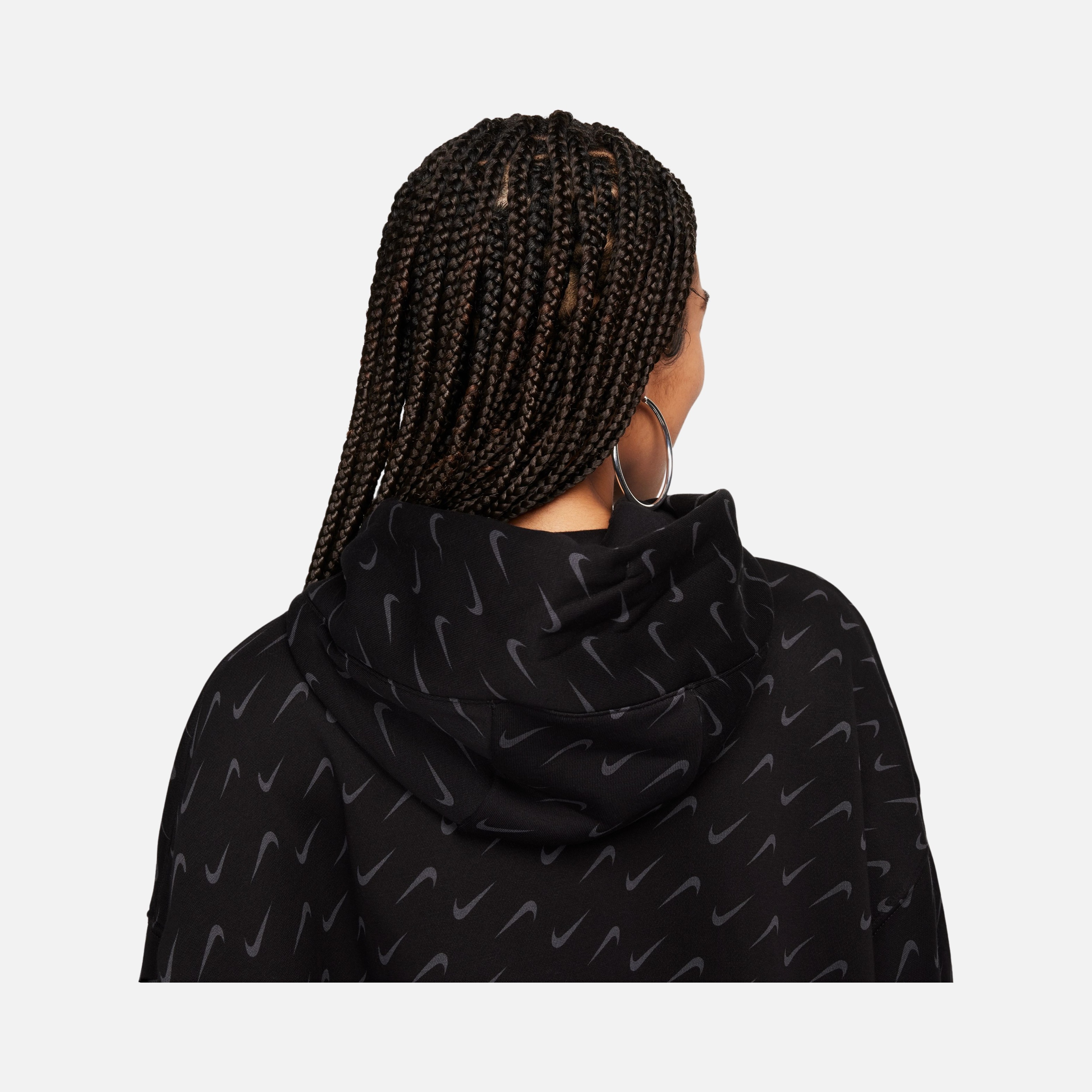 Nike Sportswear Phoenix Fleece Over-Oversized All-Over Print Pullover Hoodie Kadın Sweatshirt