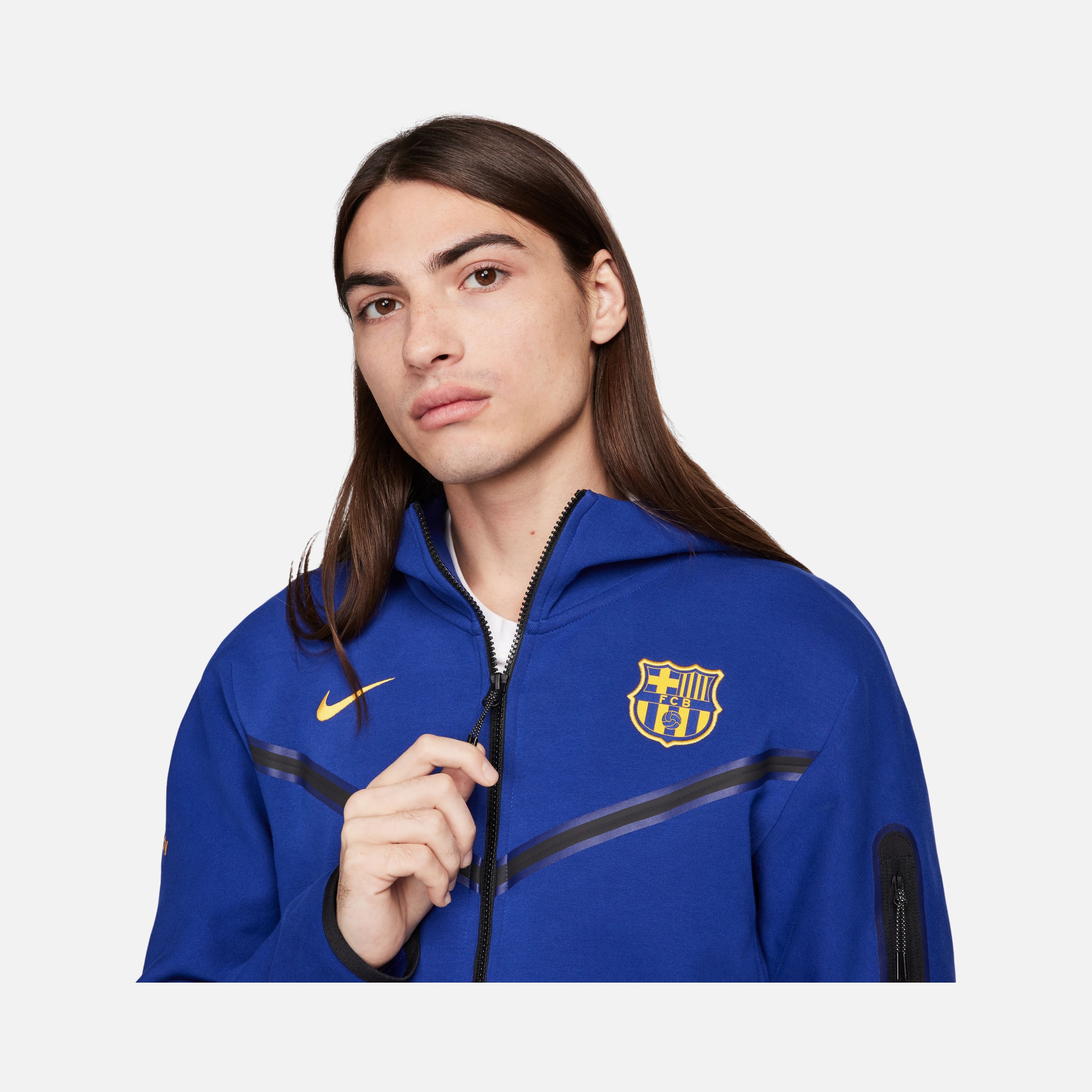 Nike FC Barcelona Tech Fleece Windrunner SS24 Full-Zip Hoodie Erkek Sweatshirt