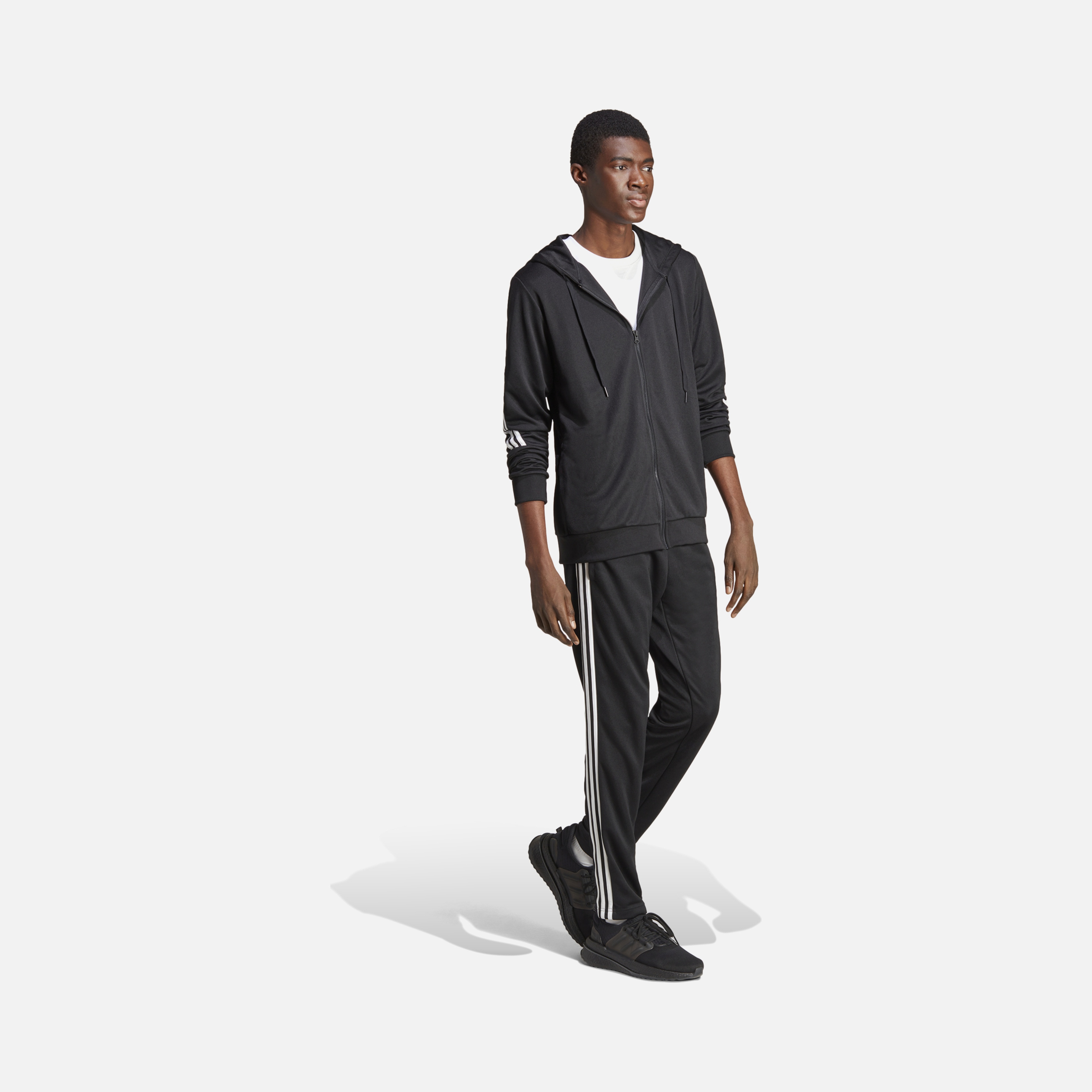adidas Sportswear Logo Tricot 3-Stripes Full-Zip Hoodie Erkek Eşofman Takımı