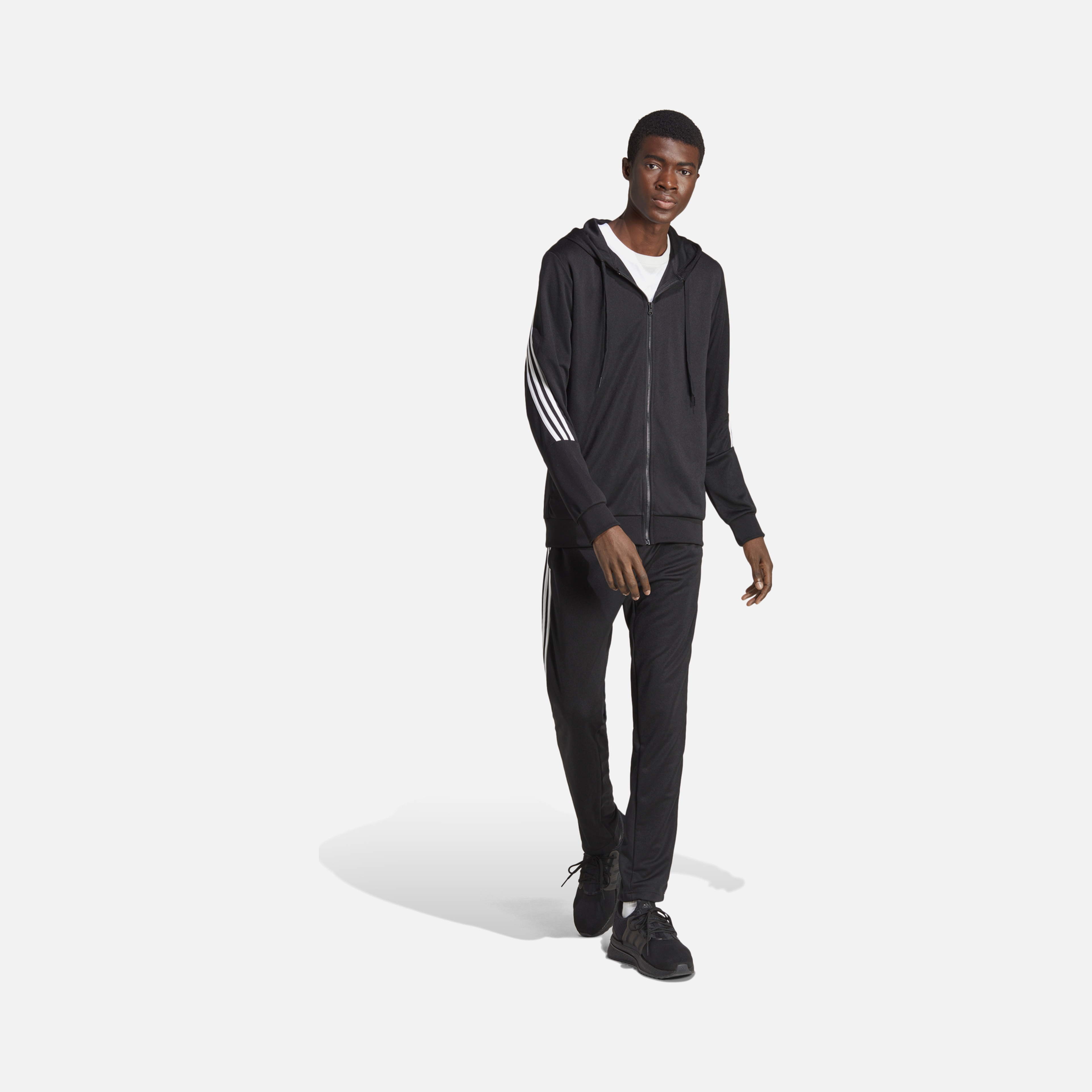 adidas Sportswear Logo Tricot 3-Stripes Full-Zip Hoodie Erkek Eşofman Takımı