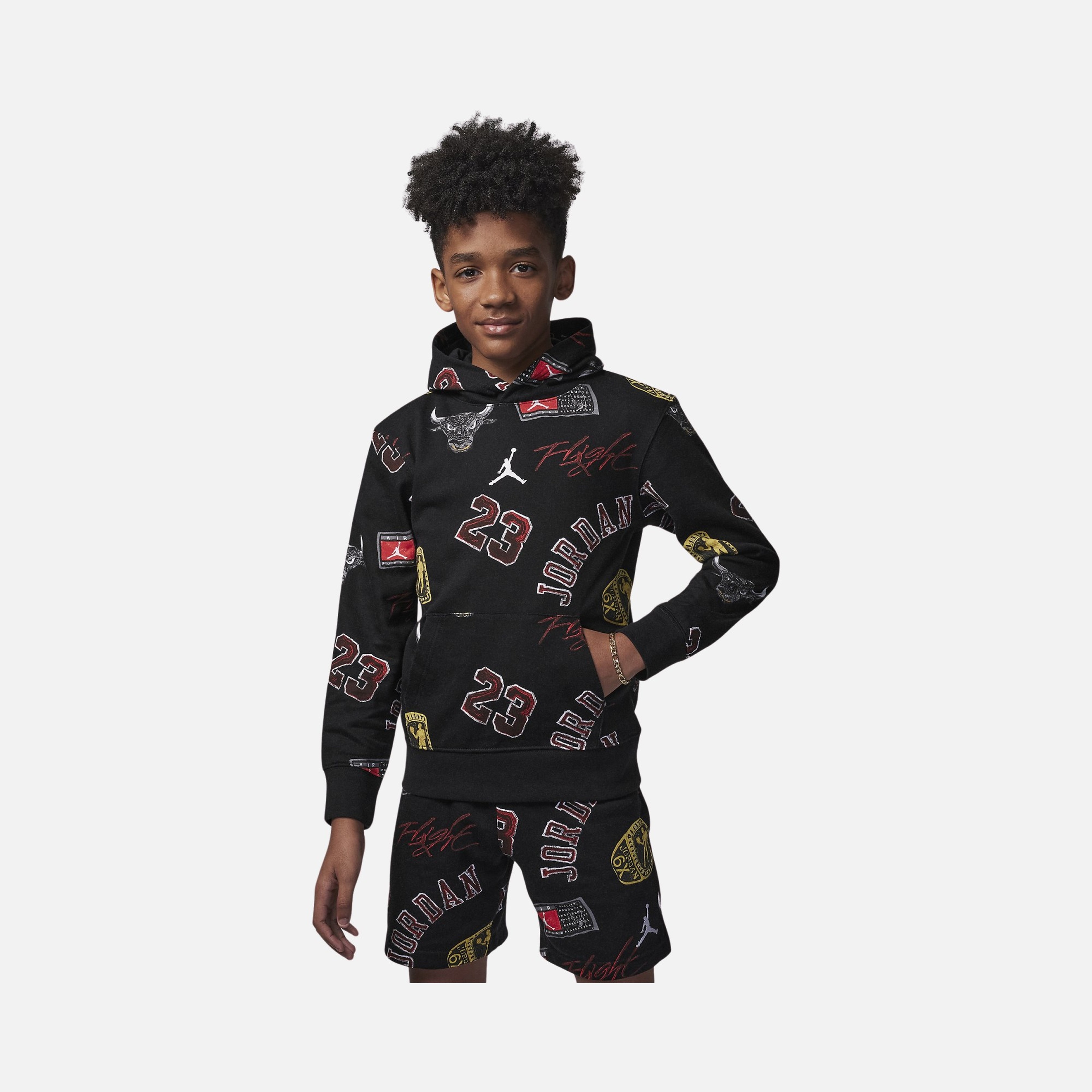 Nike Jordan Essentials Frenh Terry All-Over Printed Pullover Hoodie (Boys') Çocuk Sweatshirt