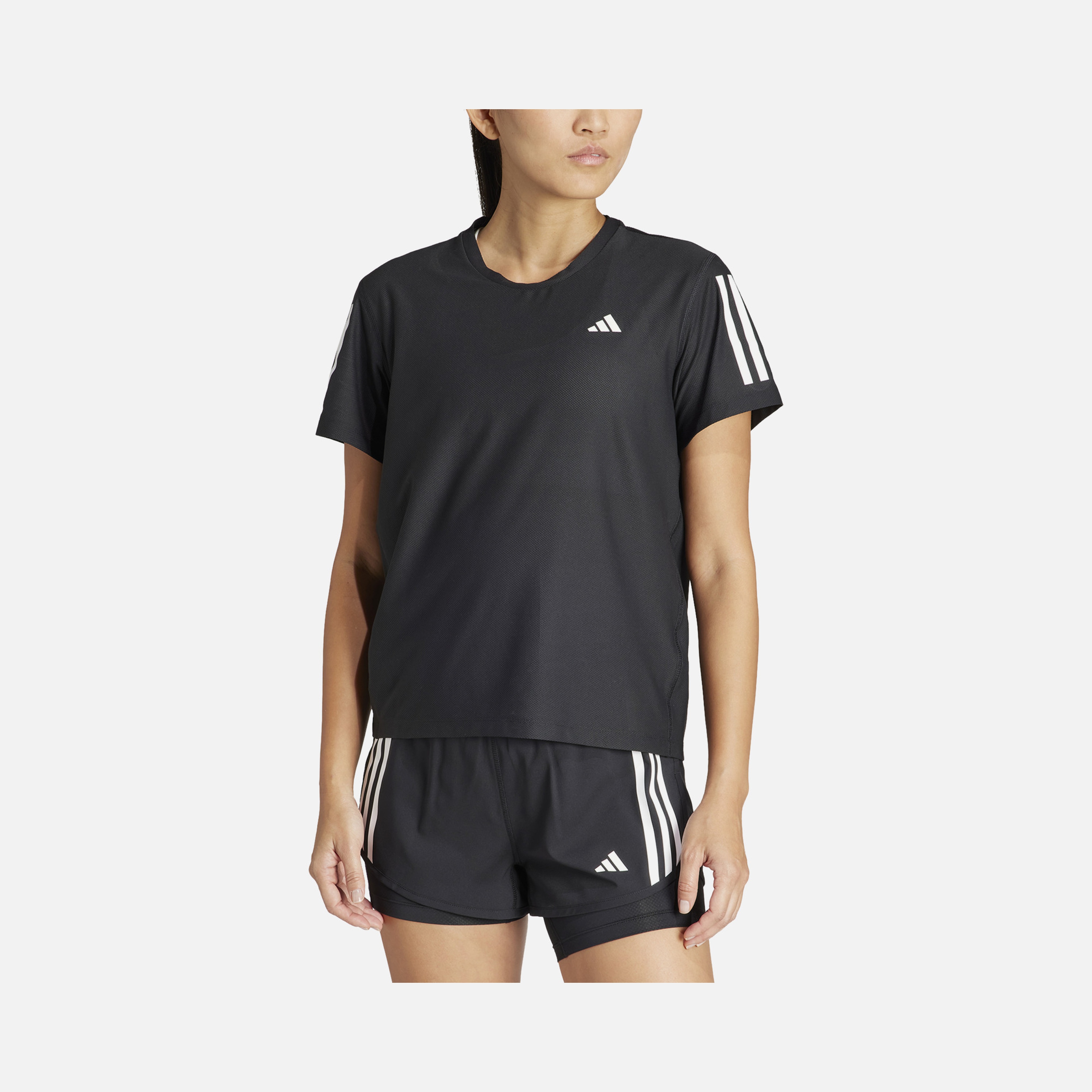 adidas AEROREADY Run Own The 3-Stripes Crew Neck Running Short-Sleeve Kadın Tişört