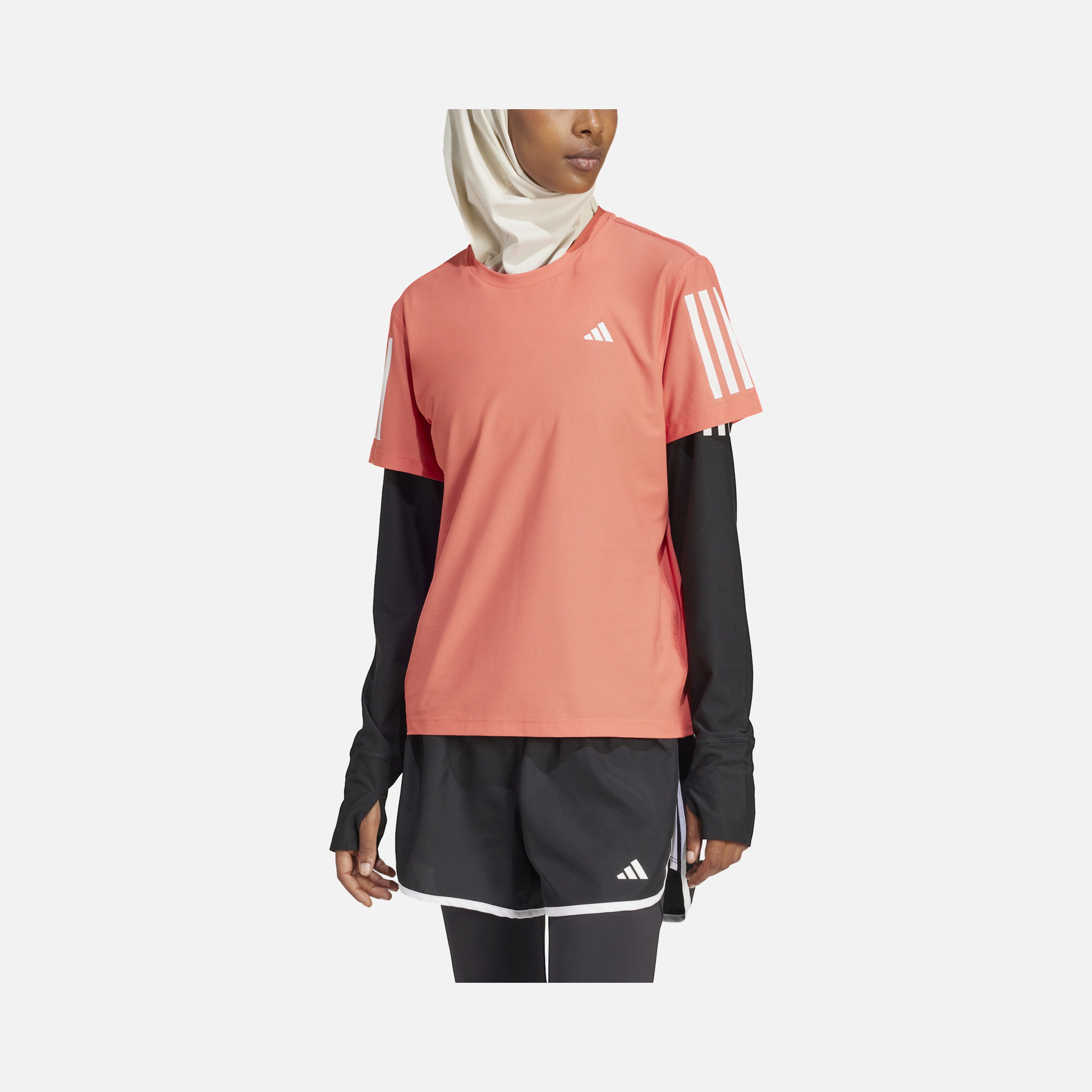 adidas AEROREADY Run Own The 3-Stripes Crew Neck Running Short-Sleeve Kadın Tişört
