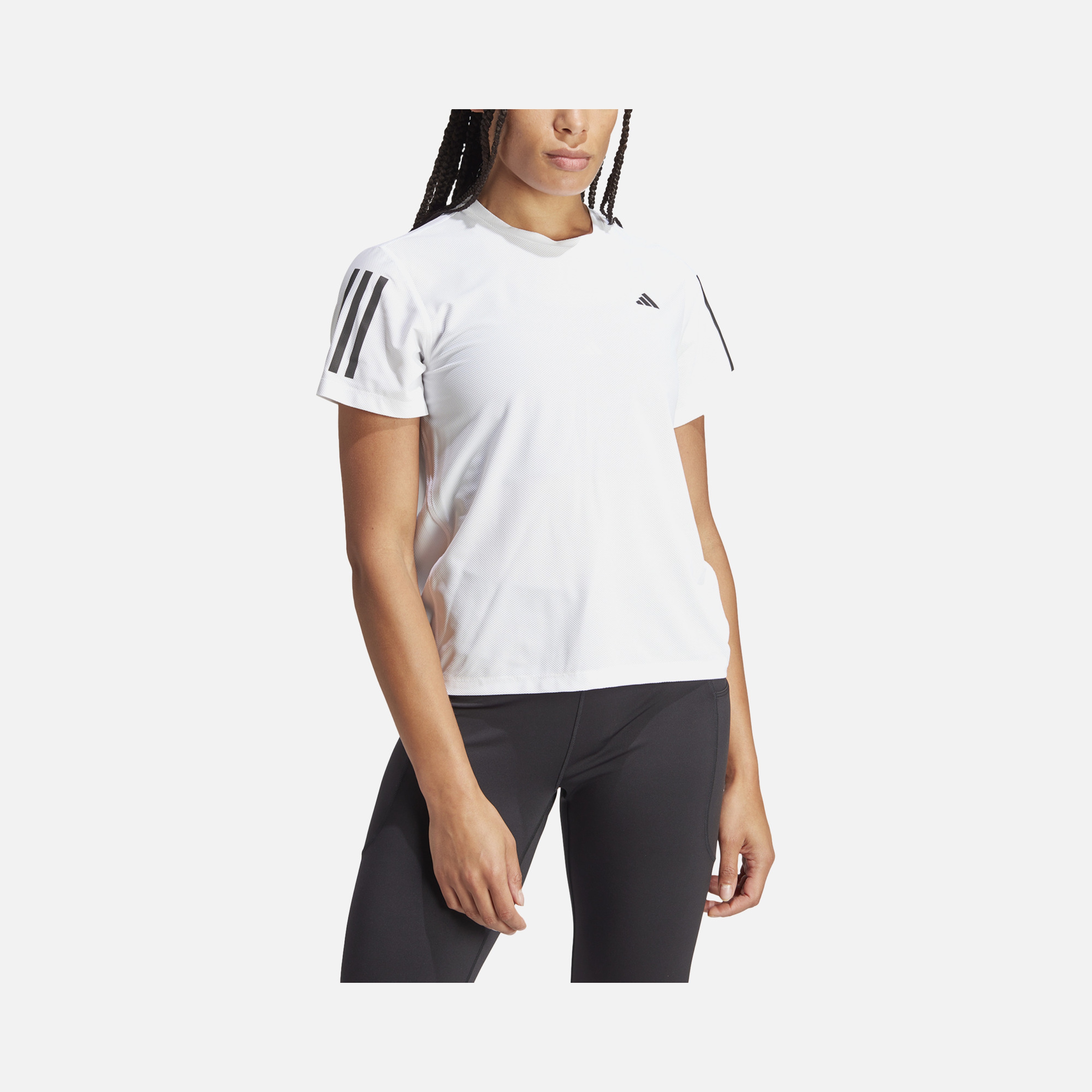 adidas AEROREADY Run Own The 3-Stripes Crew Neck Running Short-Sleeve Kadın Tişört