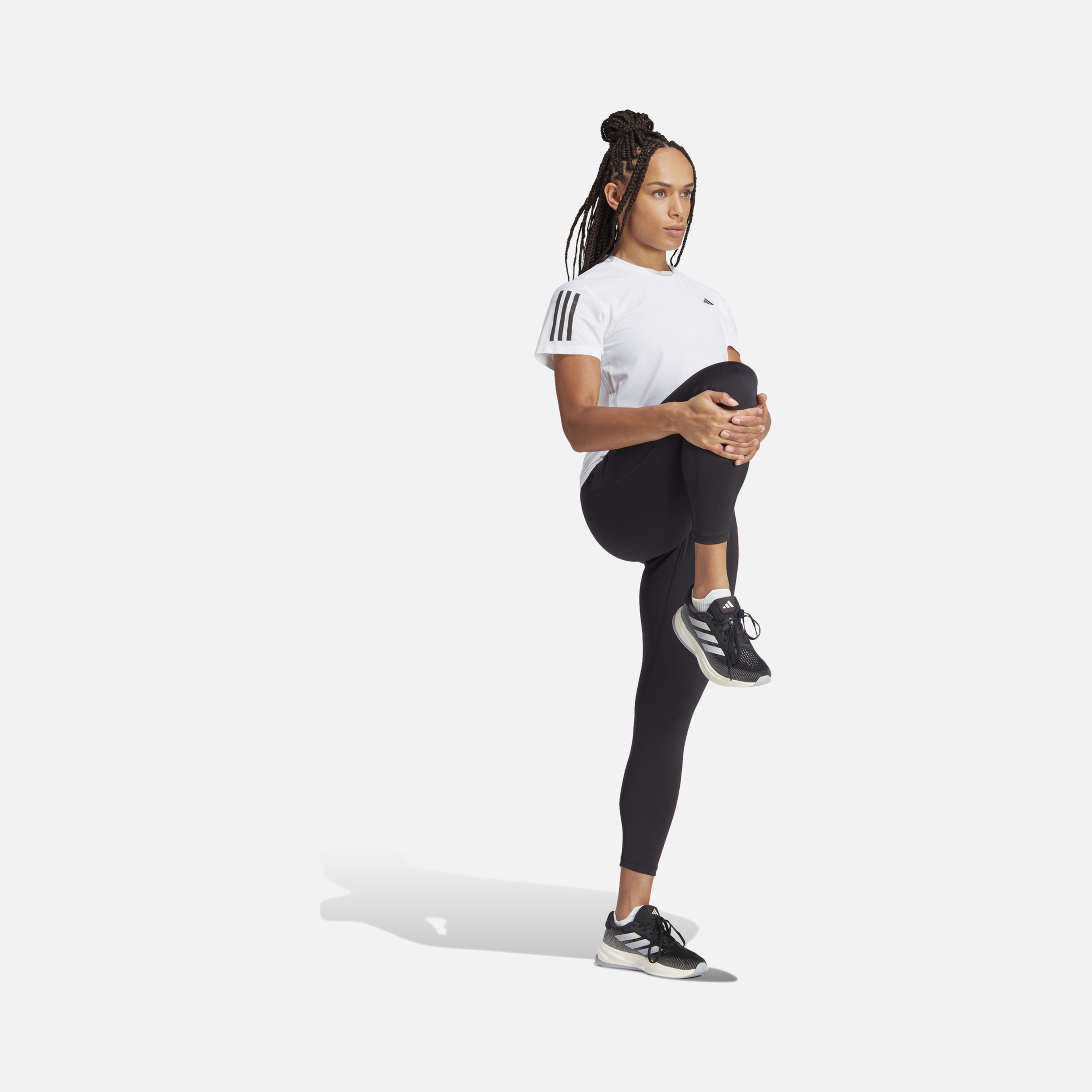 adidas AEROREADY Run Own The 3-Stripes Crew Neck Running Short-Sleeve Kadın Tişört