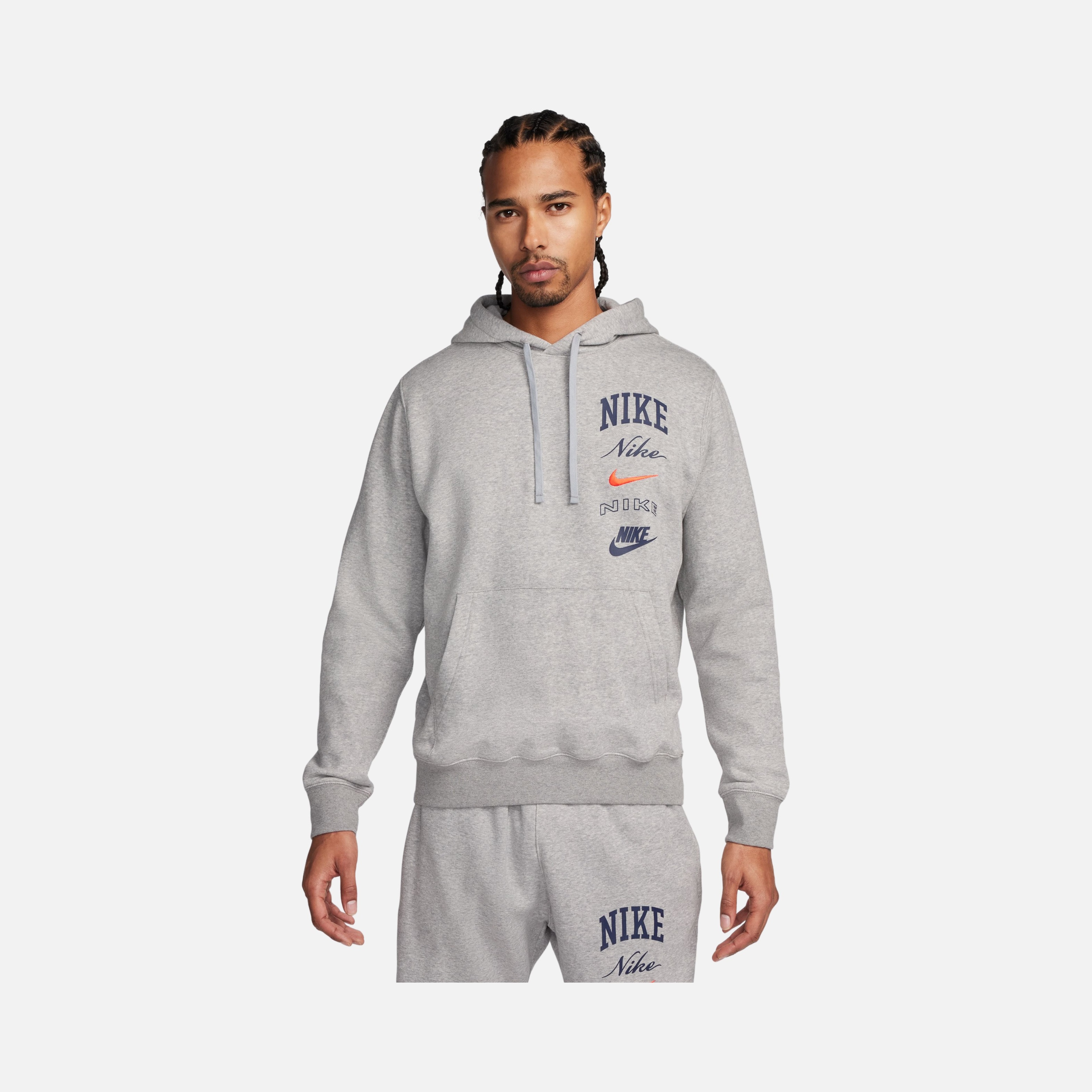 Nike Sportswear Club Fleece ''Stacked Graphics'' Pullover Hoodie Erkek Sweatshirt