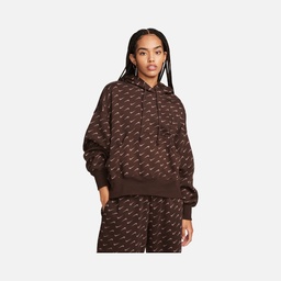 Nike Sportswear Phoenix Fleece Over-Oversized All-Over Print Pullover Hoodie Kadın Sweatshirt