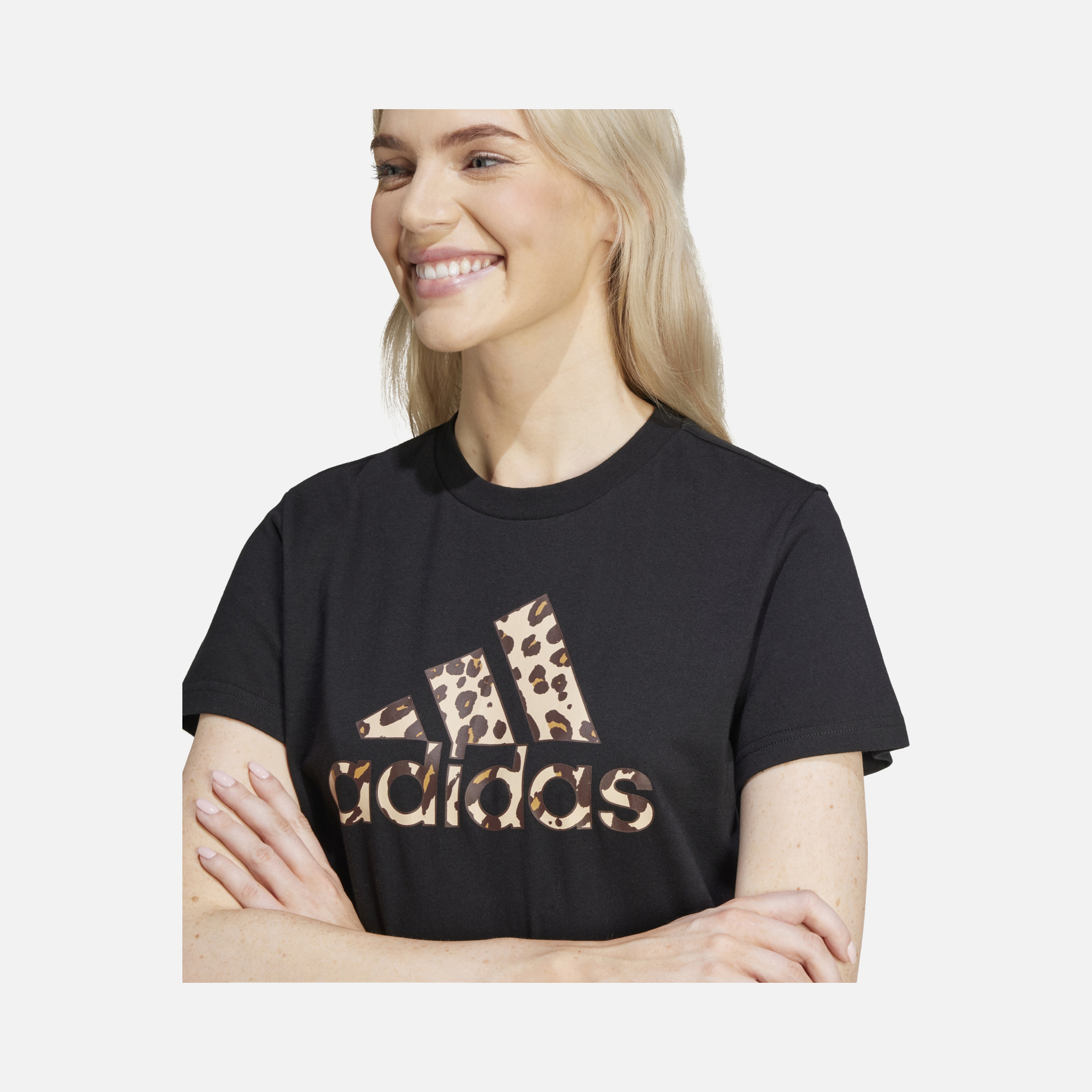 adidas Sportswear Animal Print Logo ''Leopard'' '24 Short-Sleeve Kadın Tişört