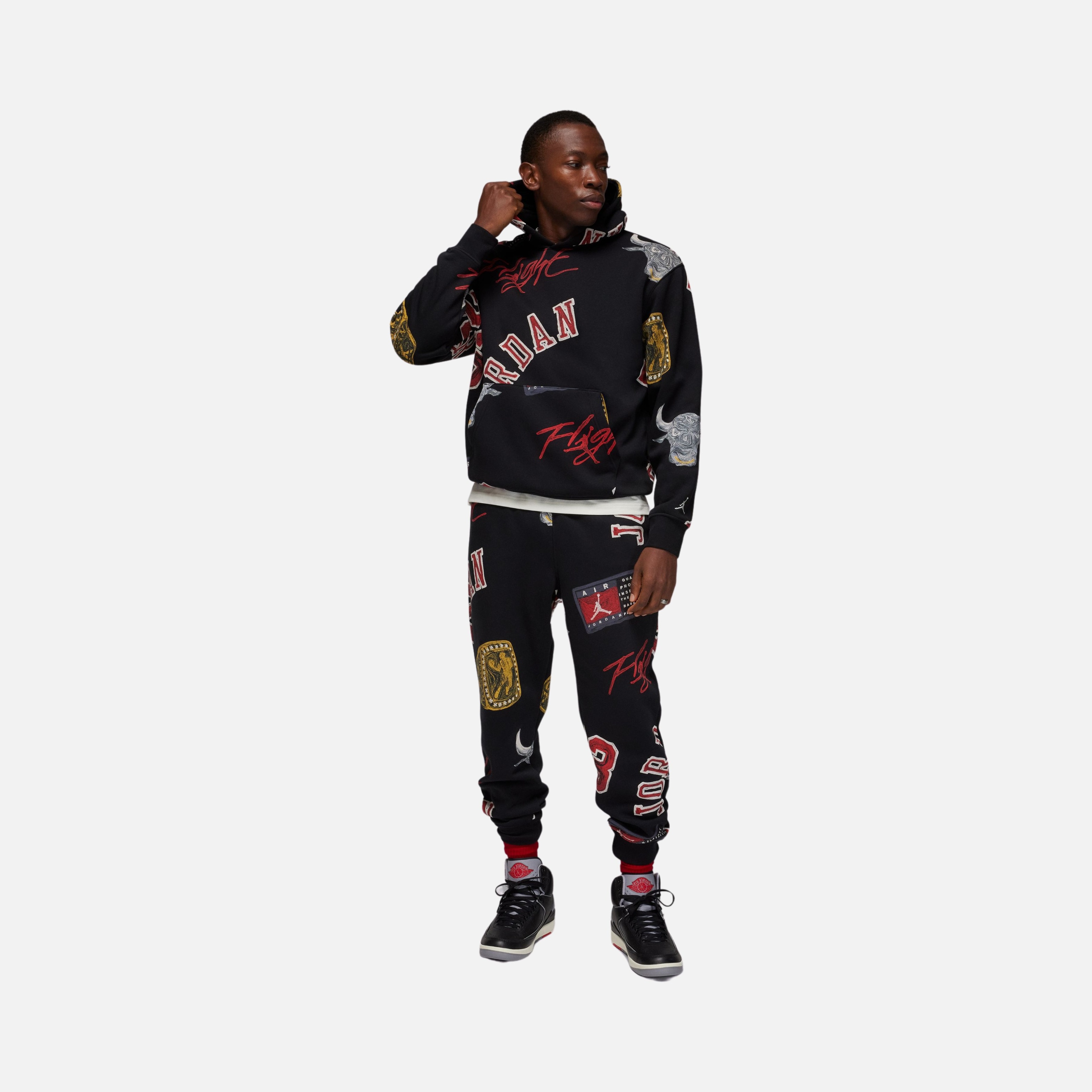 Nike Jordan Essentials Fleece All-Over Printed Pullover Hoodie Erkek Sweatshirt