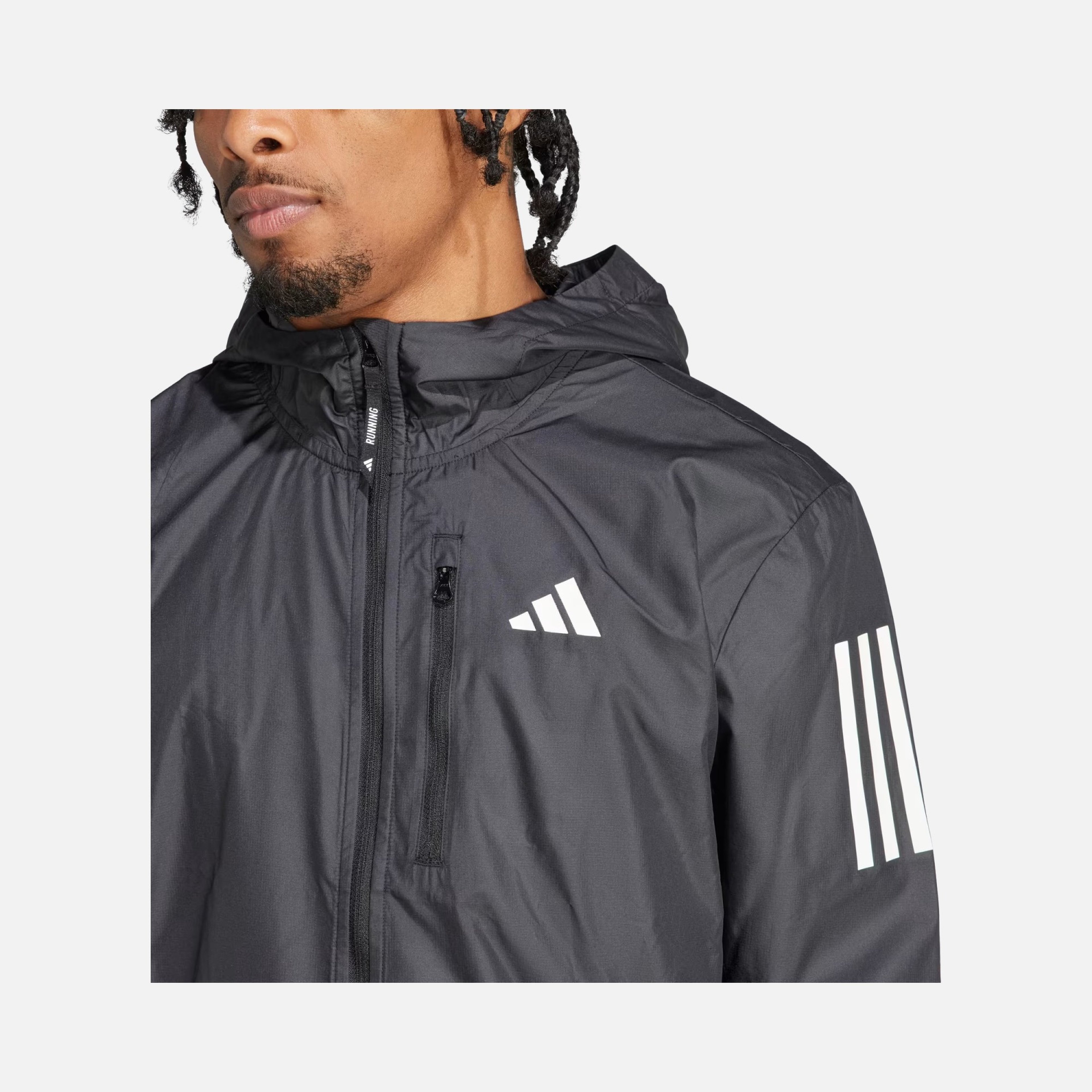 adidas Own the Running 3-Stripes Full-Zip Hoodie Erkek Ceket