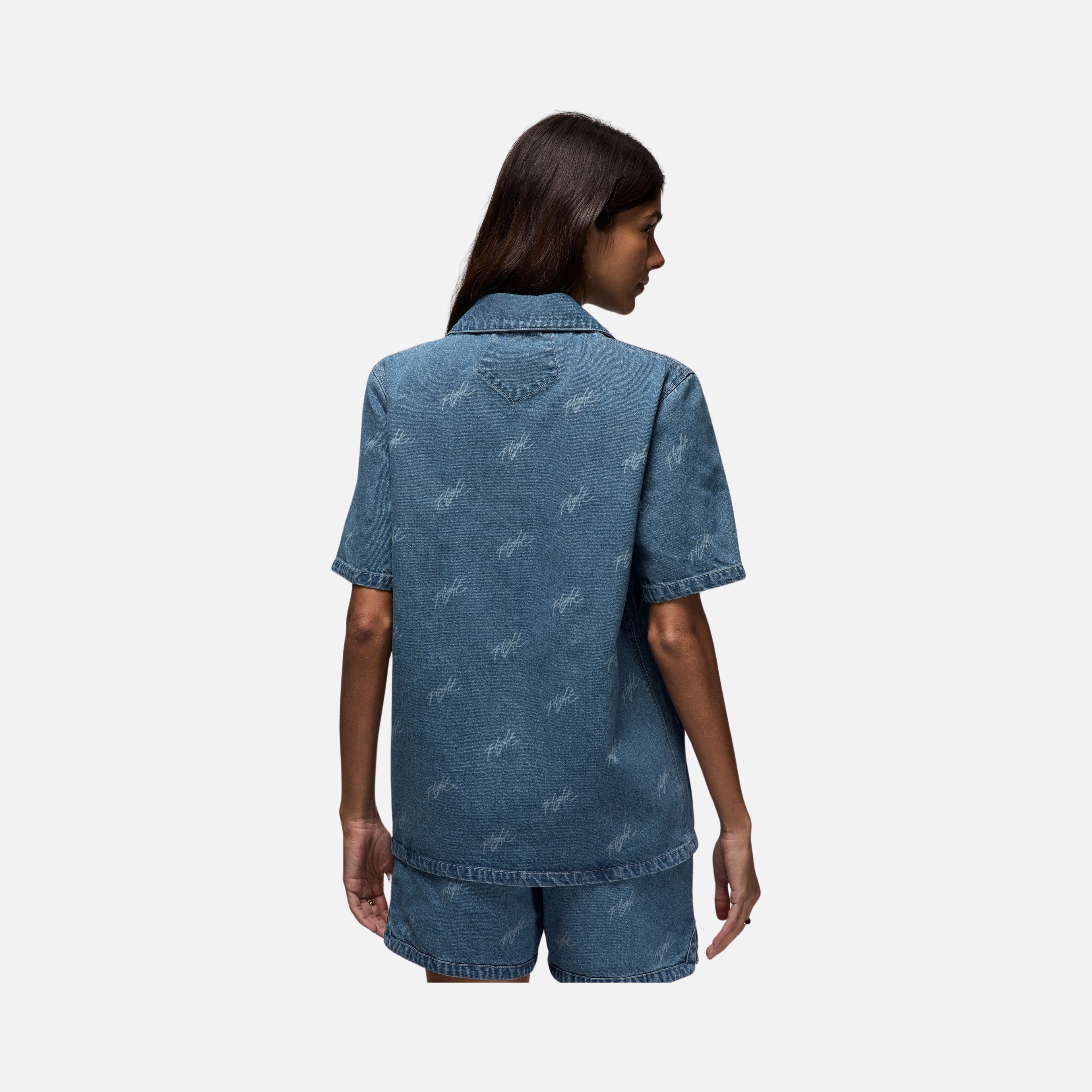 Nike Jordan Flight Graphics Woven Full-Buttoned Short-Sleeve Kadın Gömlek