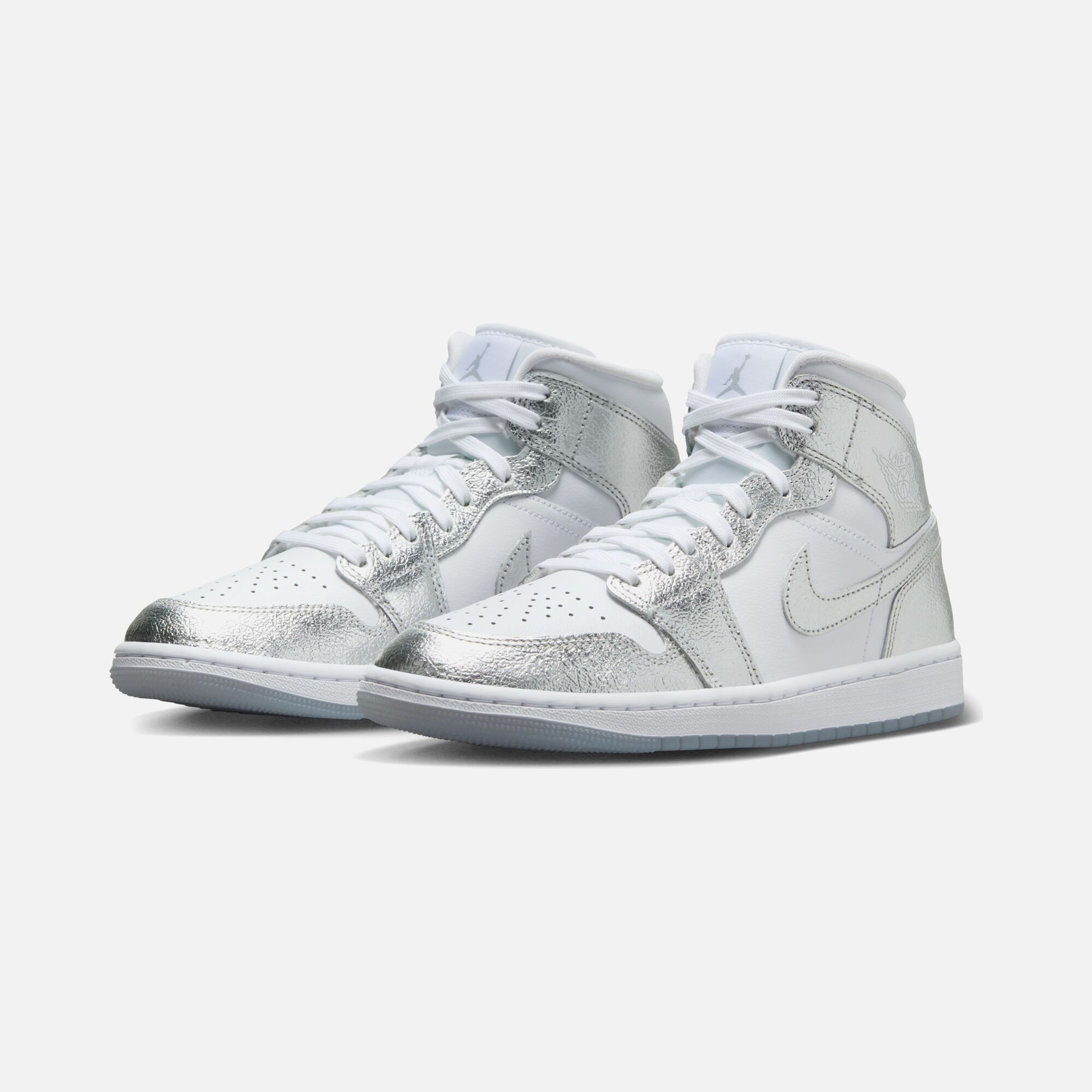 Nike Air Jordan 1 Mid SE "Crumpled Silver Detail" Kadın Spor Ayakkabı
