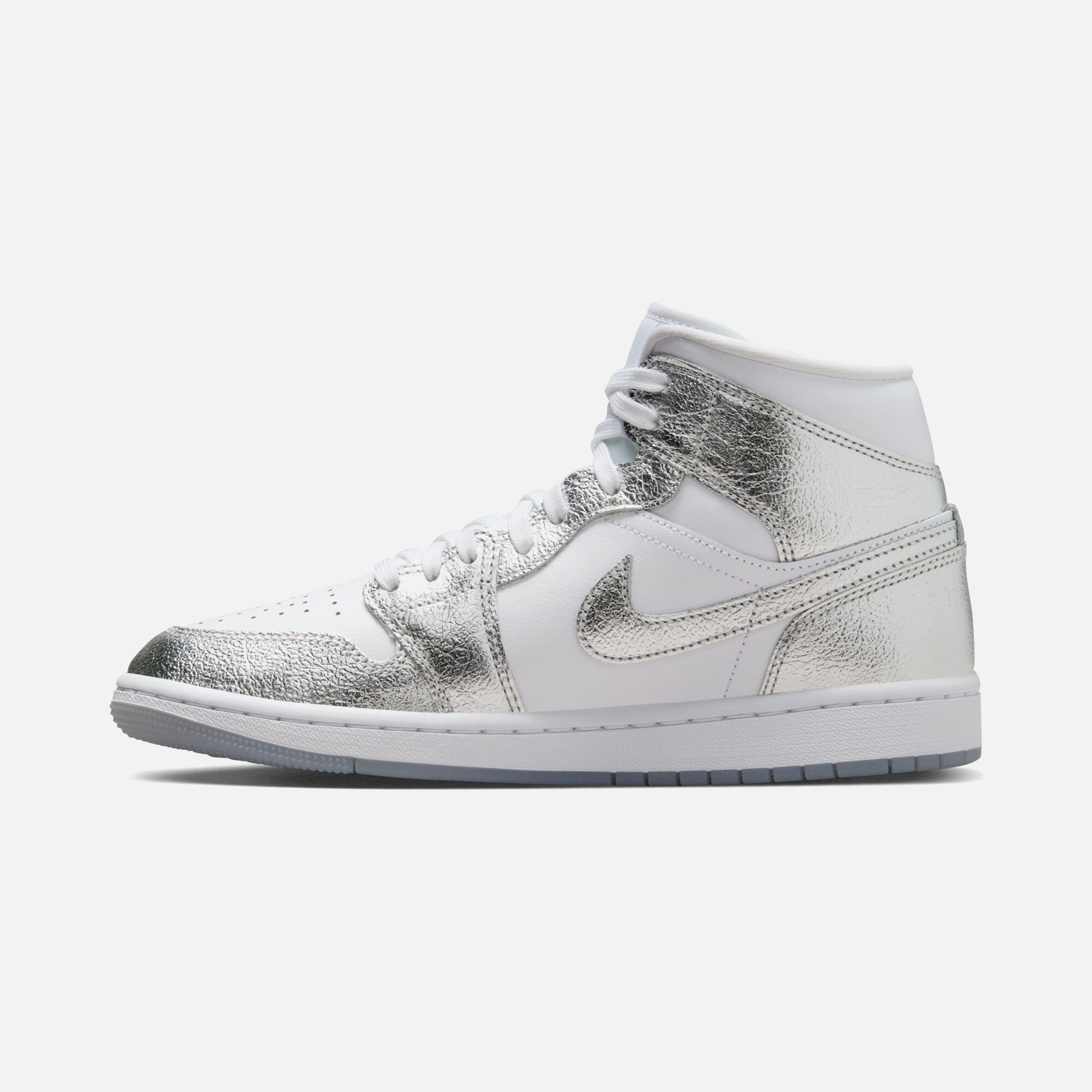 Nike Air Jordan 1 Mid SE "Crumpled Silver Detail" Kadın Spor Ayakkabı