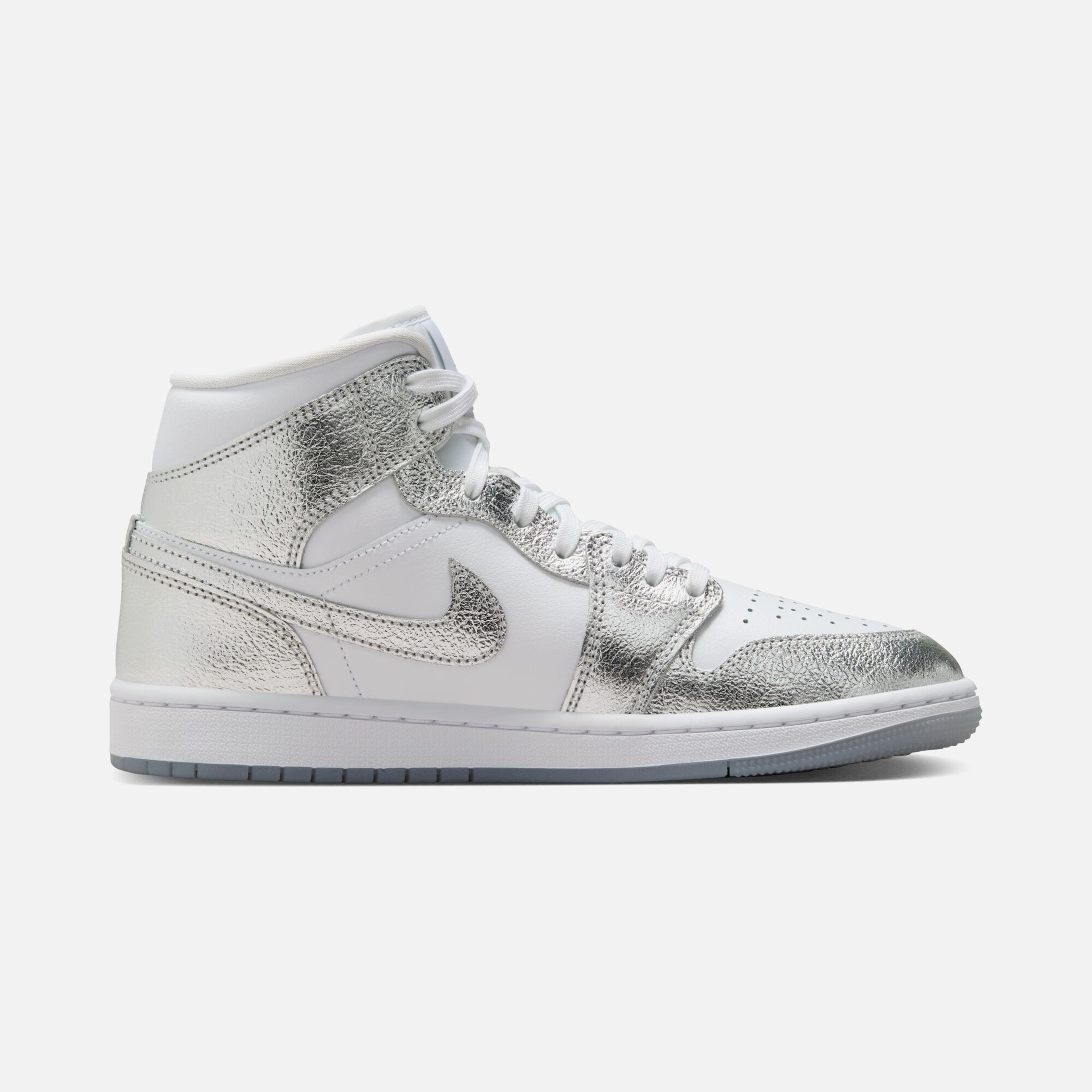 Nike Air Jordan 1 Mid SE "Crumpled Silver Detail" Kadın Spor Ayakkabı