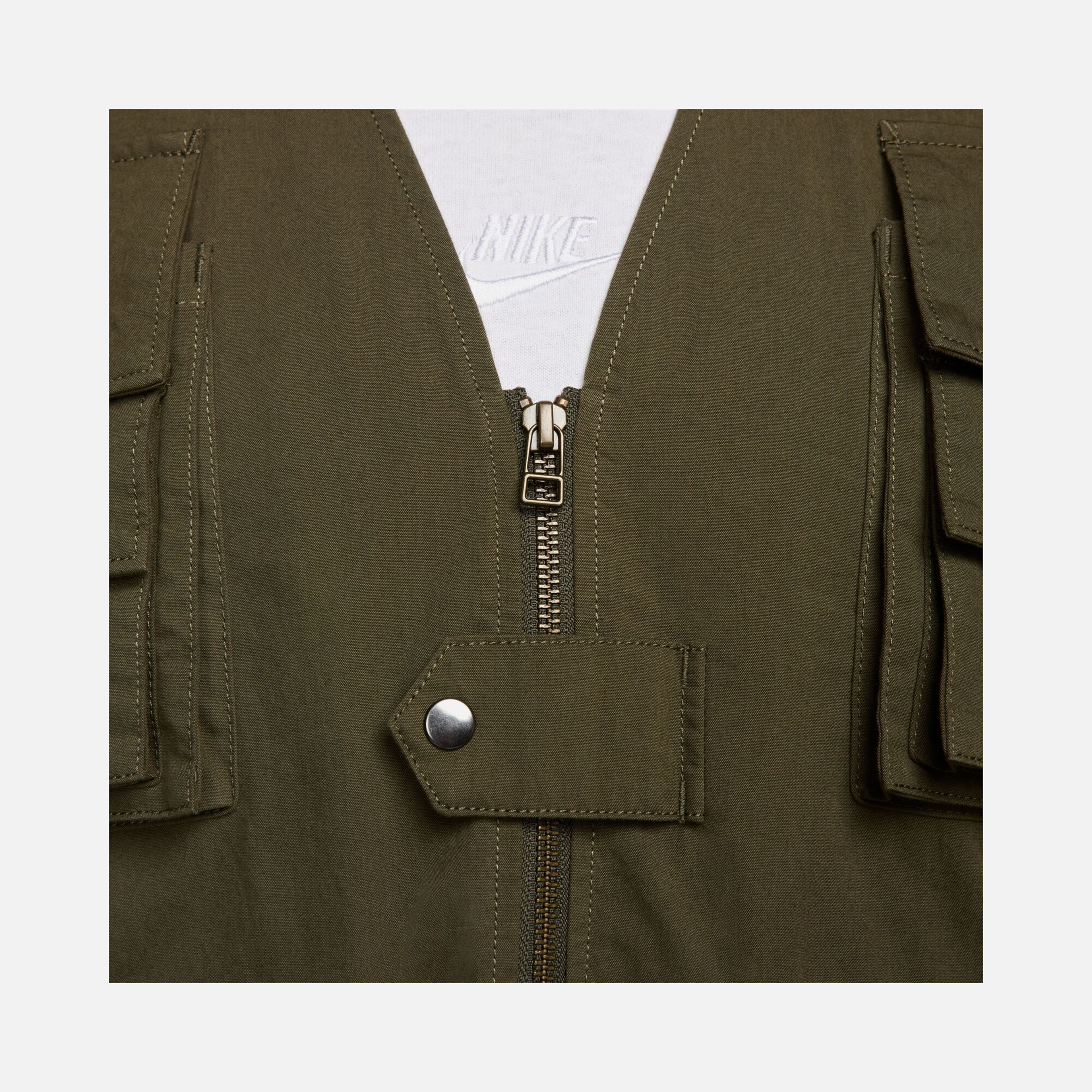 Nike Life Utility Stonewashed Cotton Fabric Full-Zip Erkek Yelek