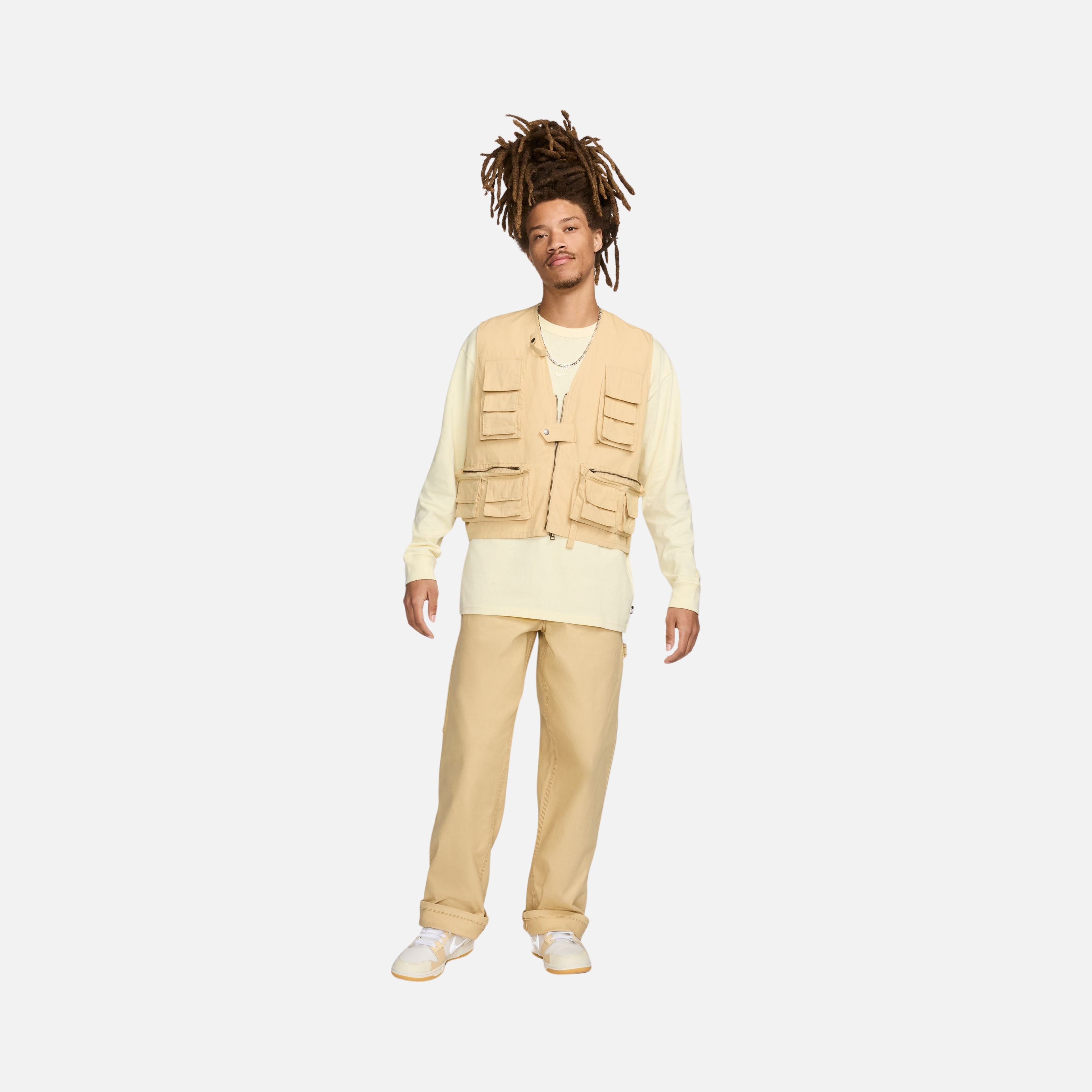 Nike Life Utility Stonewashed Cotton Fabric Full-Zip Erkek Yelek