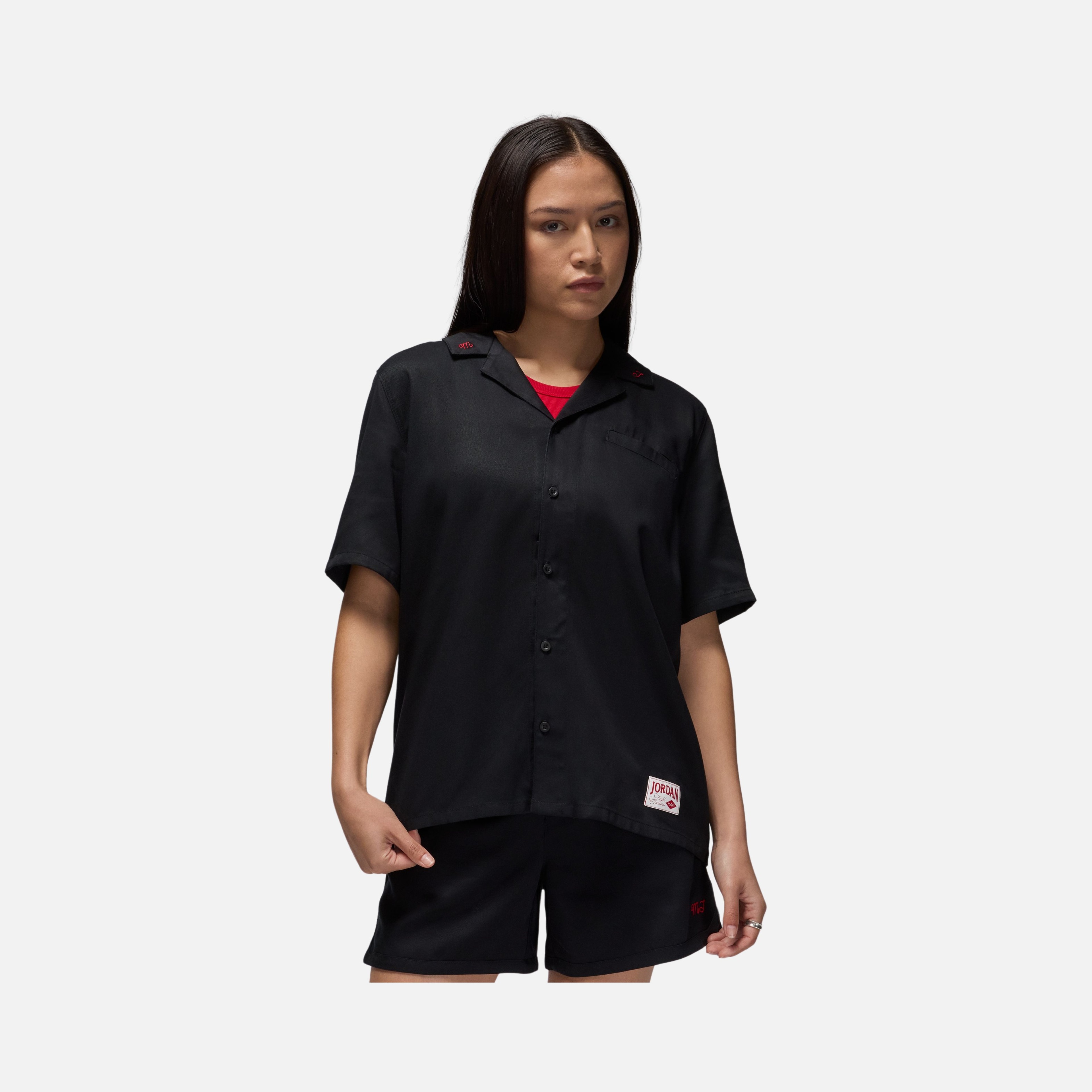 Nike Jordan Woven Solid 2 Full-Buttoned Short-Sleeve Kadın Gömlek
