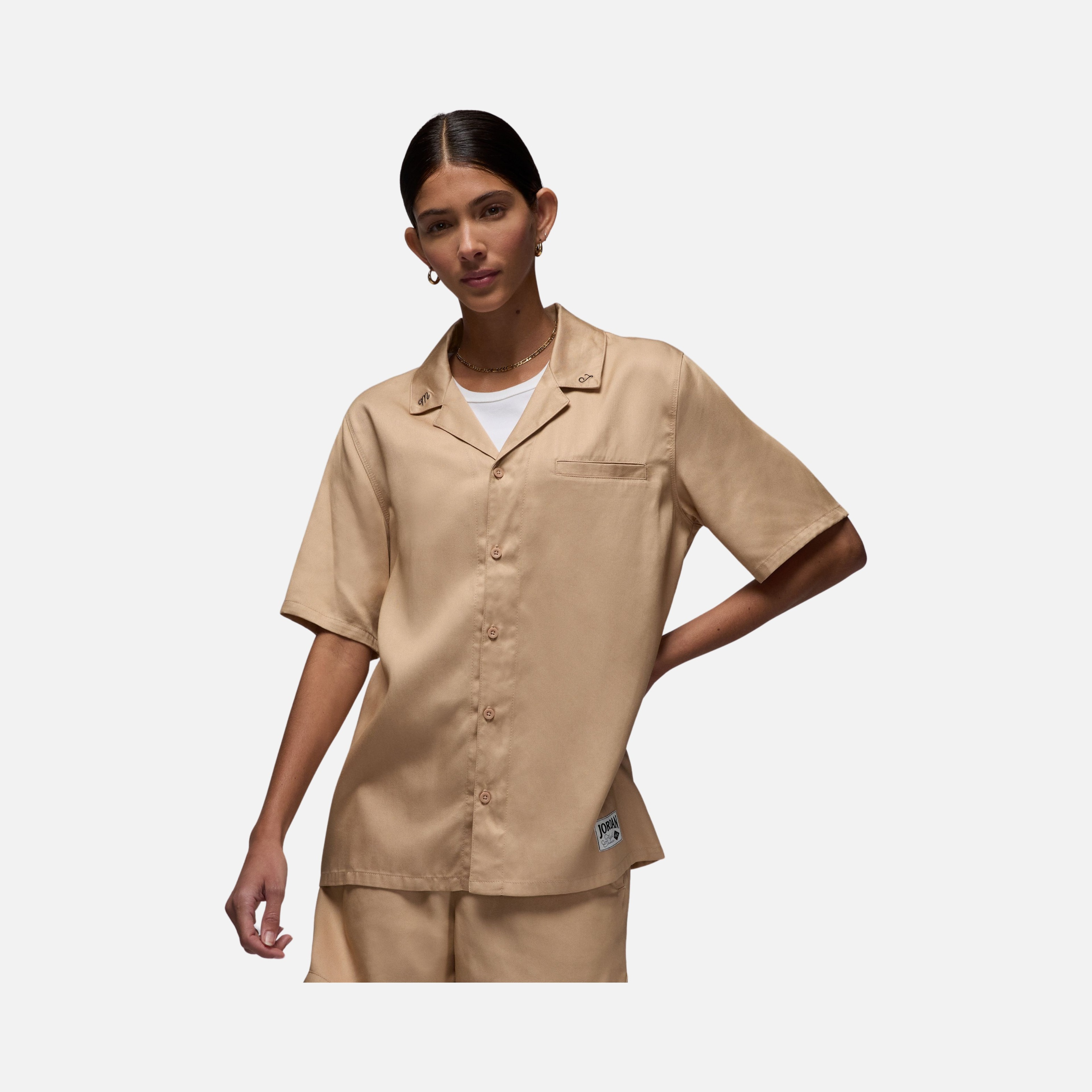 Nike Jordan Woven Solid 2 Full-Buttoned Short-Sleeve Kadın Gömlek