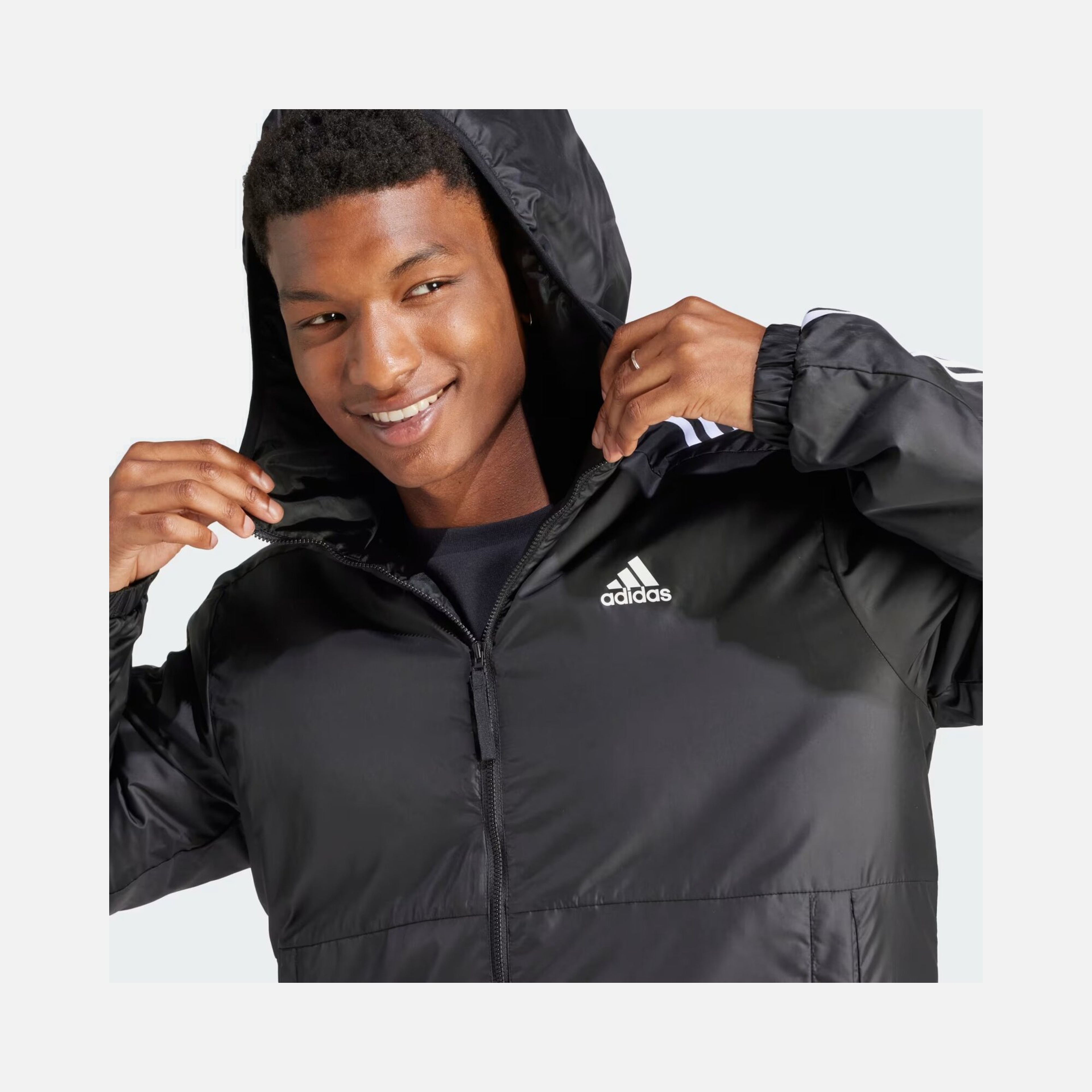 adidas Essentials 3-Stripes Insulated Full-Zip Hoodie Erkek Mont