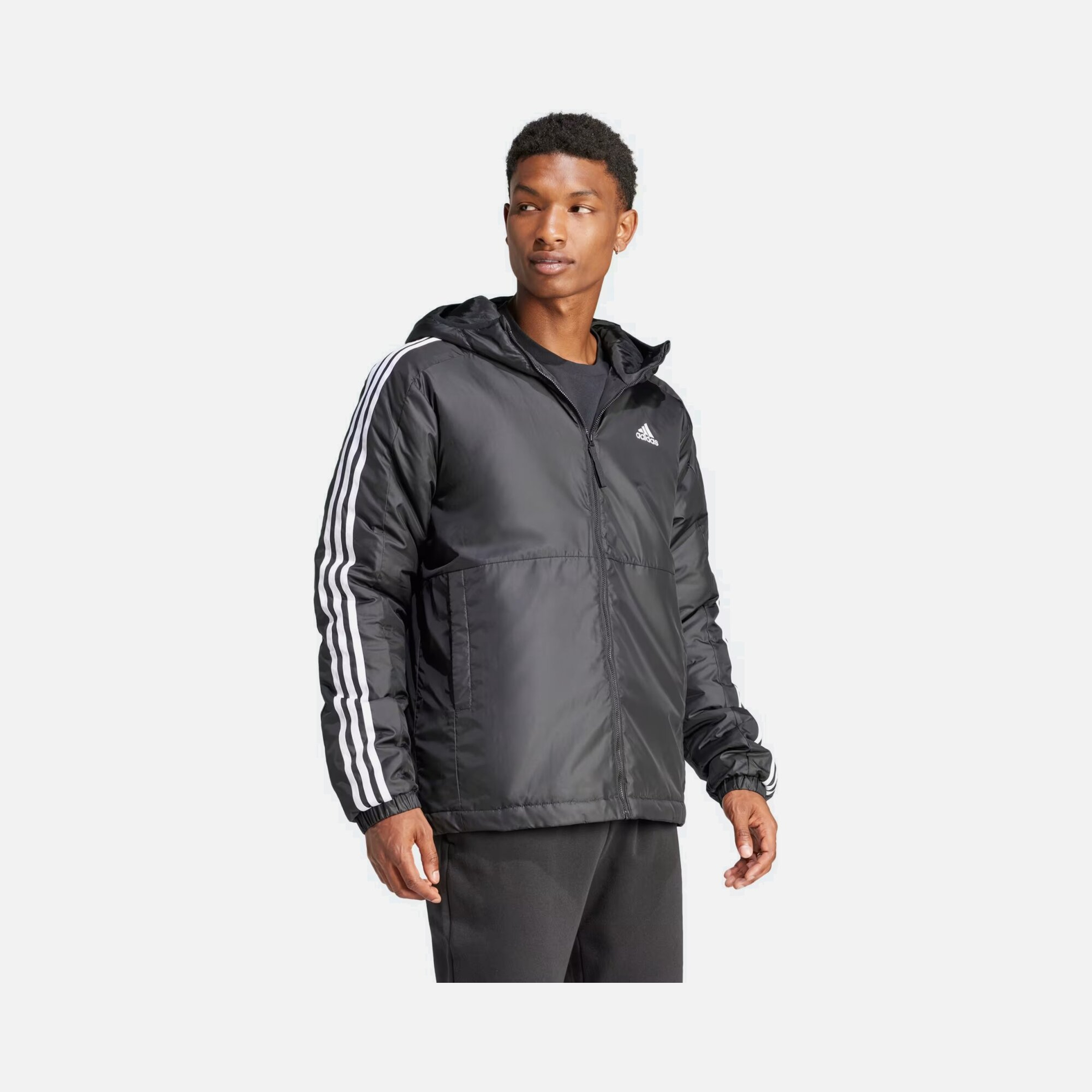 adidas Essentials 3-Stripes Insulated Full-Zip Hoodie Erkek Mont