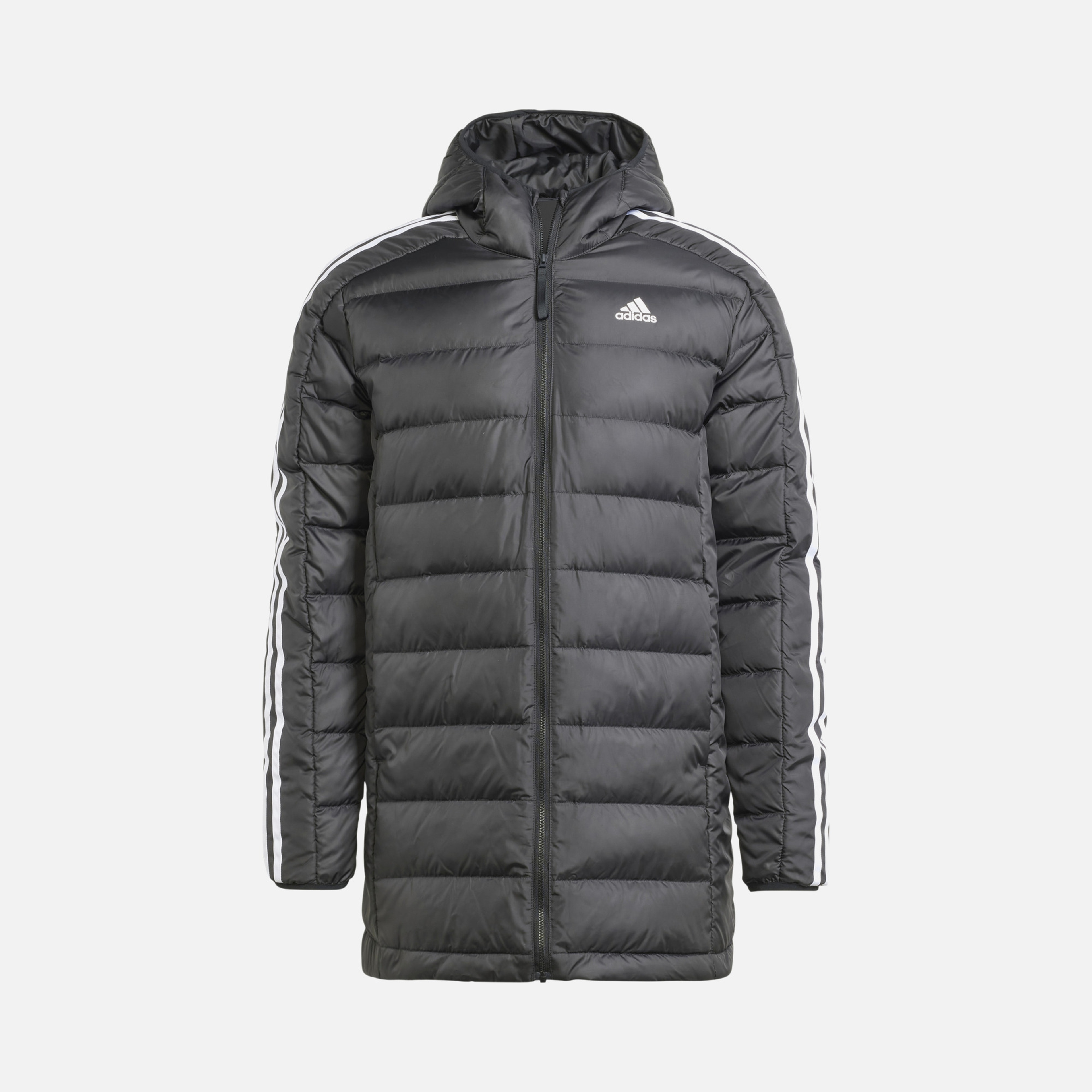 adidas Essentials 3-Stripes Light Down Full-Zip Hoodie Erkek Parka