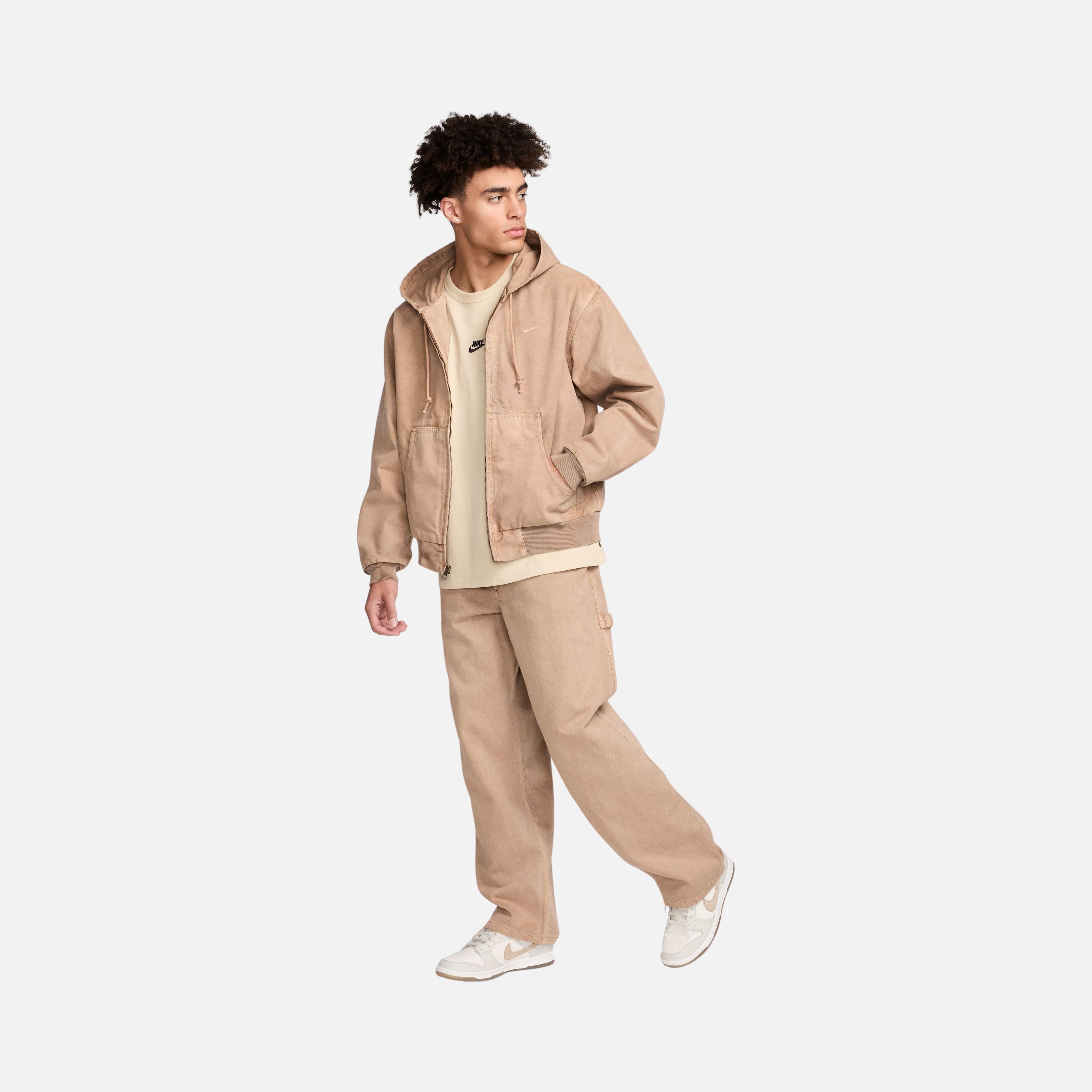 Nike Life Unlined Dye  Canvas Woven Fabric Full-Zip Hoodie Erkek Ceket