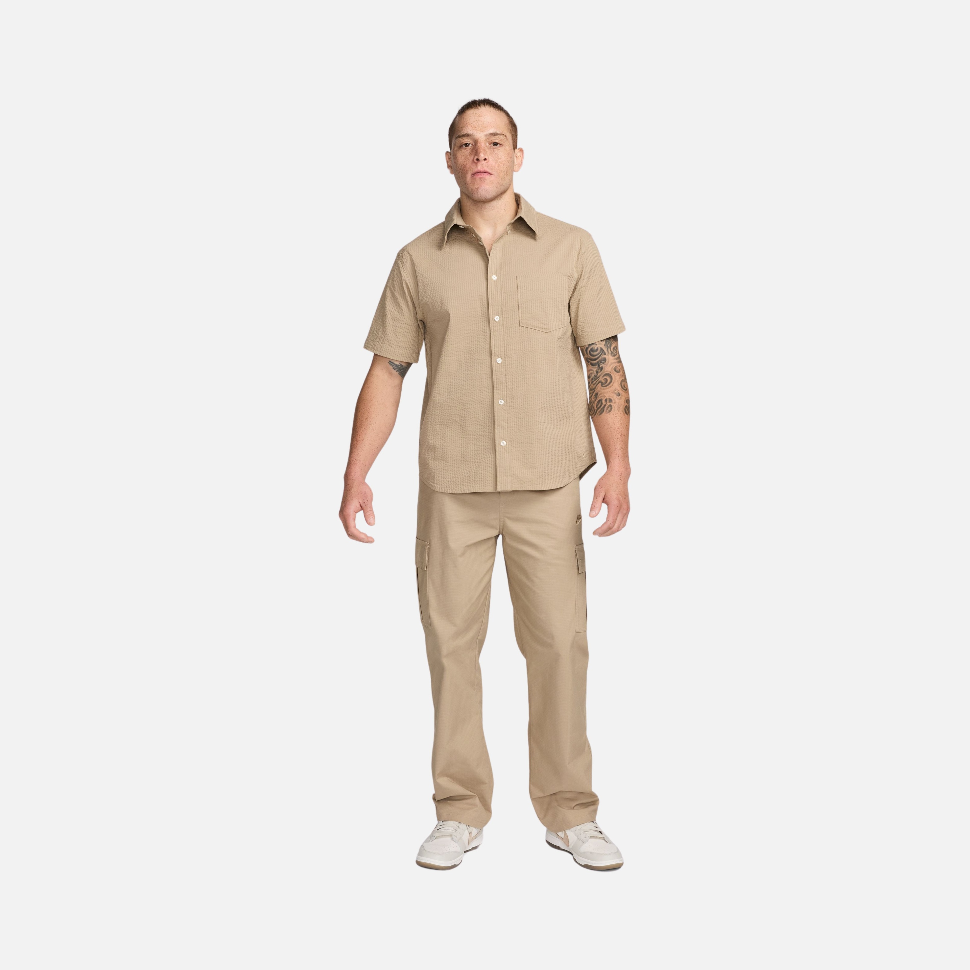 Nike Life Seersucker Fabric Button-Down Short-Sleeve Erkek Gömlek