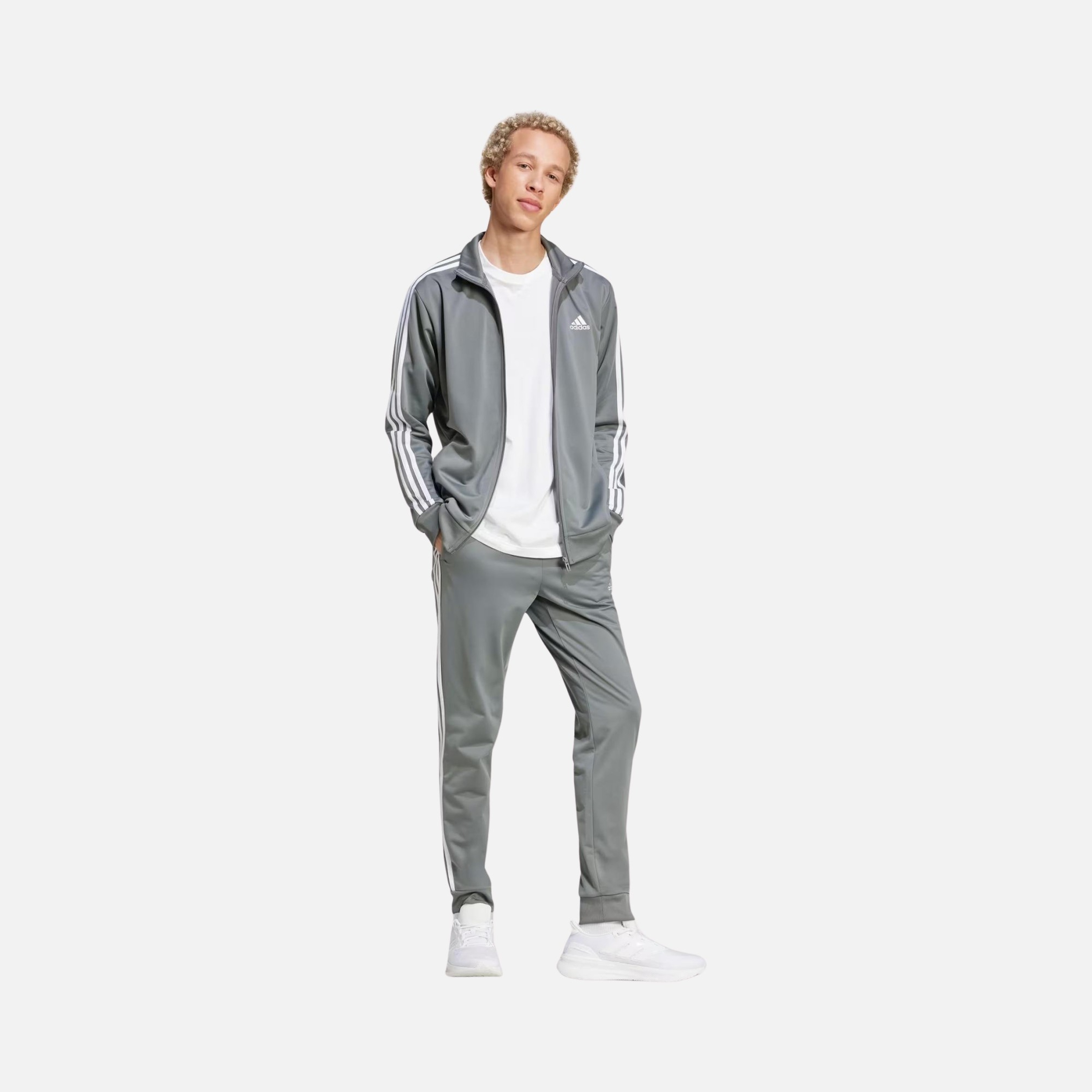 adidas Sportswear Basic 3-Stripes Tricot Full-Zip Erkek Eşofman Takımı