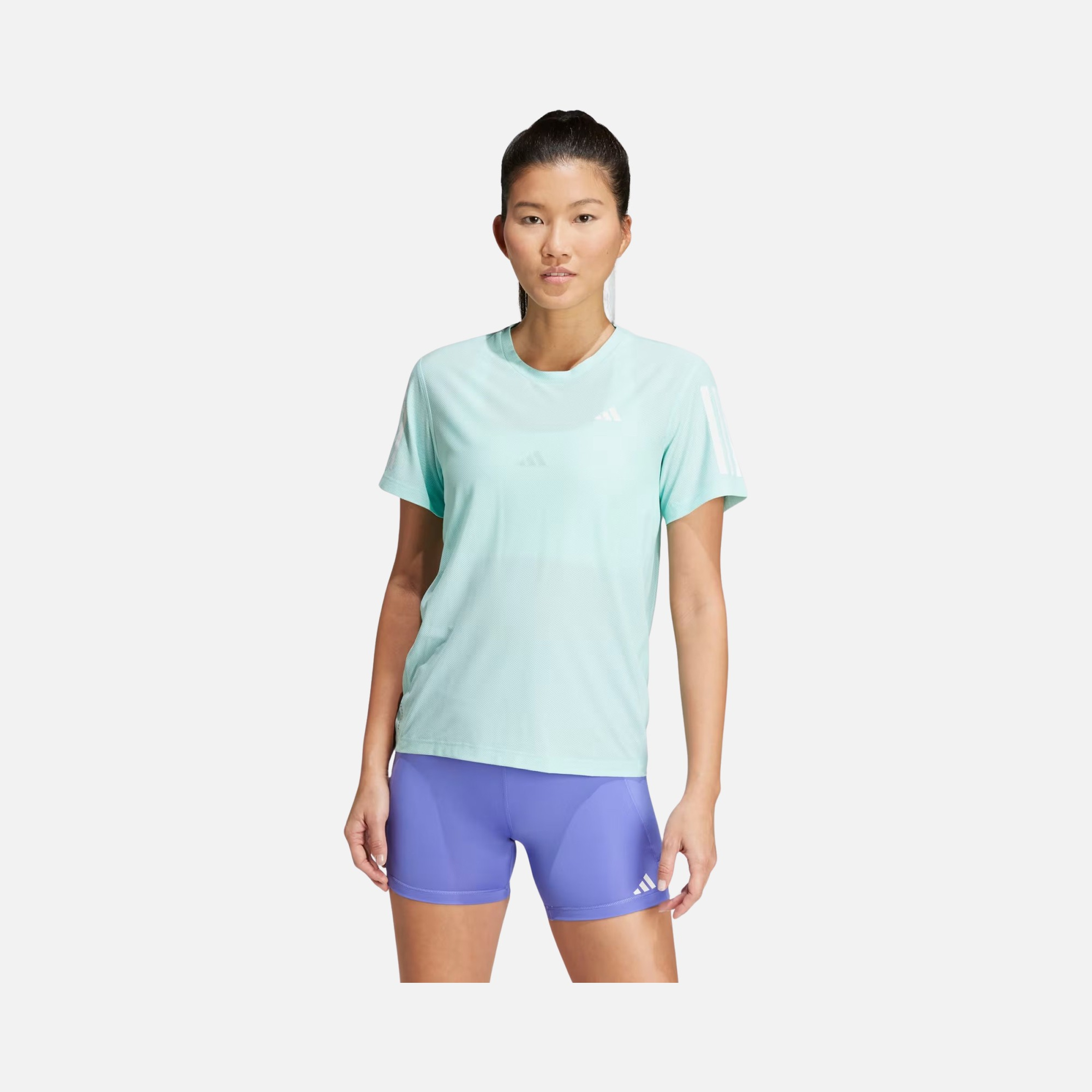 adidas AEROREADY Run Own The 3-Stripes Crew Neck Running Short-Sleeve Kadın Tişört