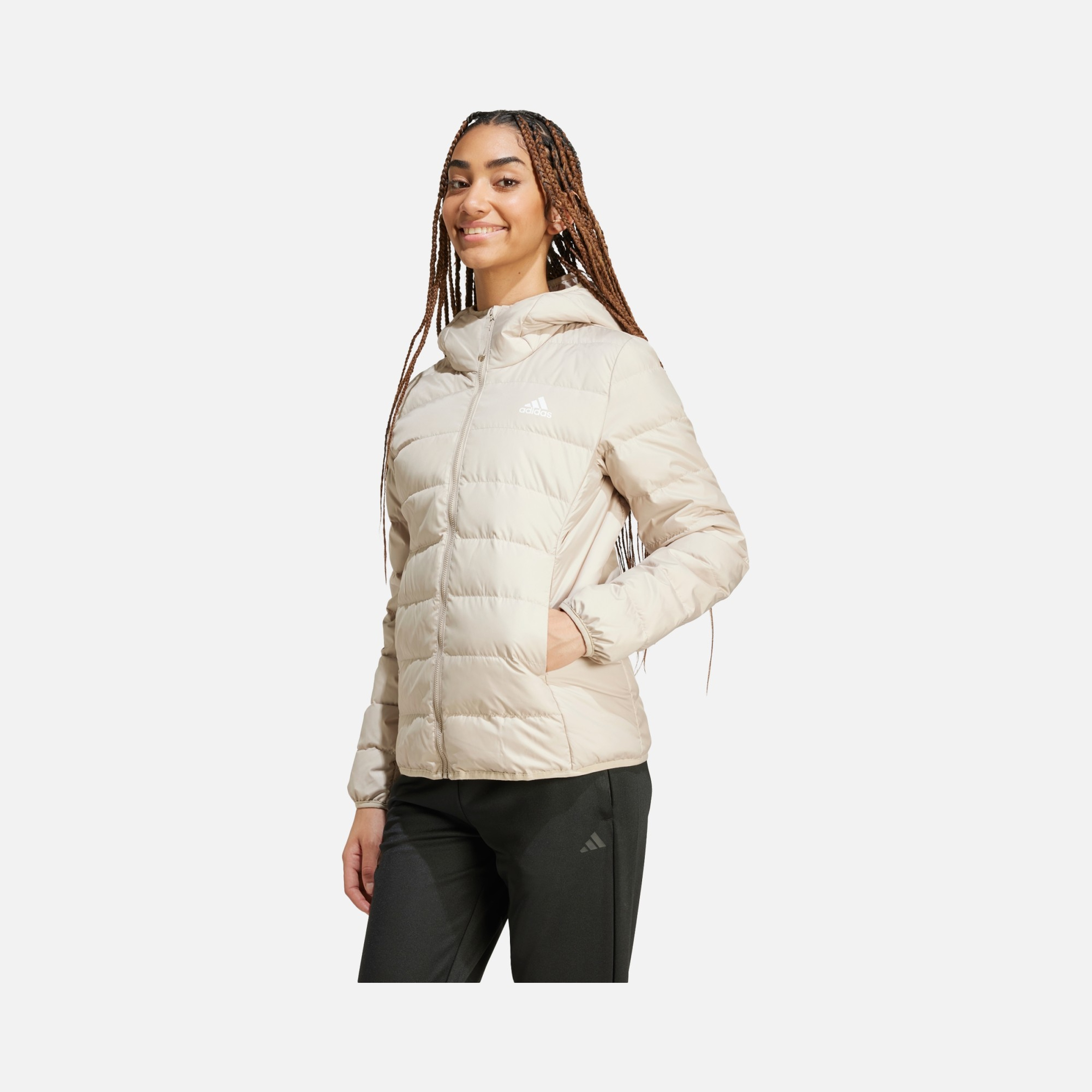 adidas Essentials Light Down Full-Zip Hoodie Kadın Mont