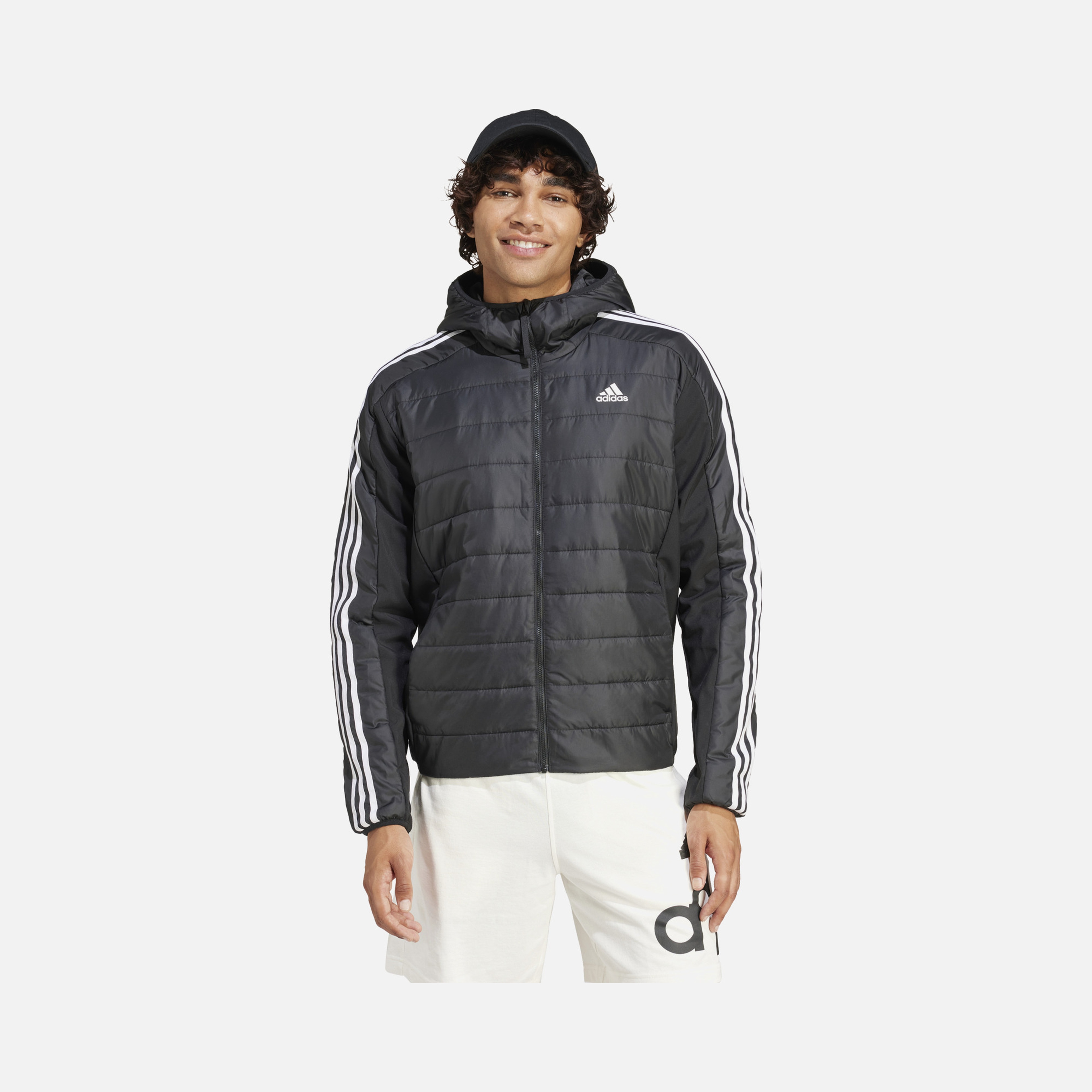 adidas Essentials 3-Stripes Insulated Hybrid Full-Zip Hoodie Erkek Ceket