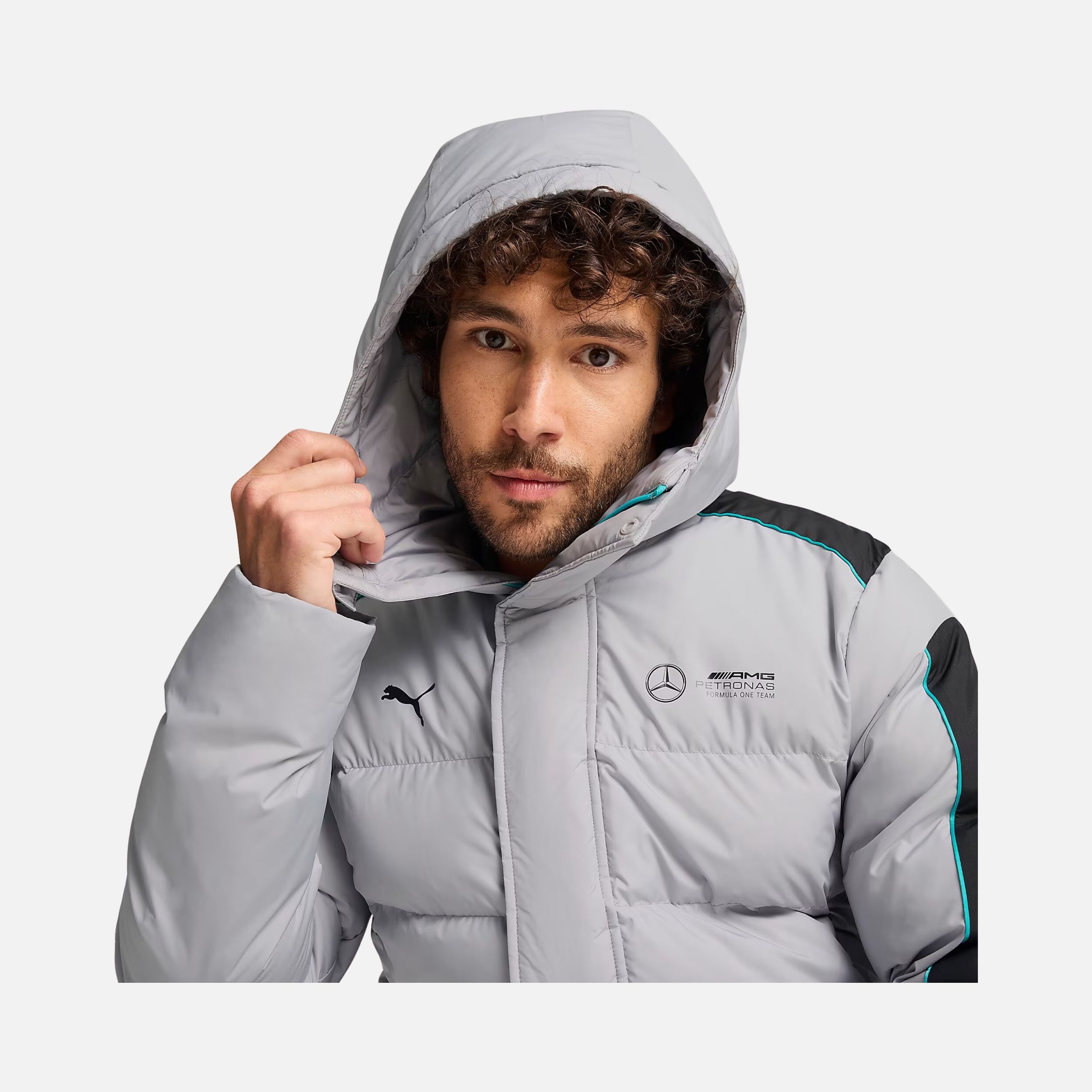Puma Mercedes-AMG Petronas F1 MT7+ Ecolite Motorsport Padded Full-Zip Hoodie Erkek Mont