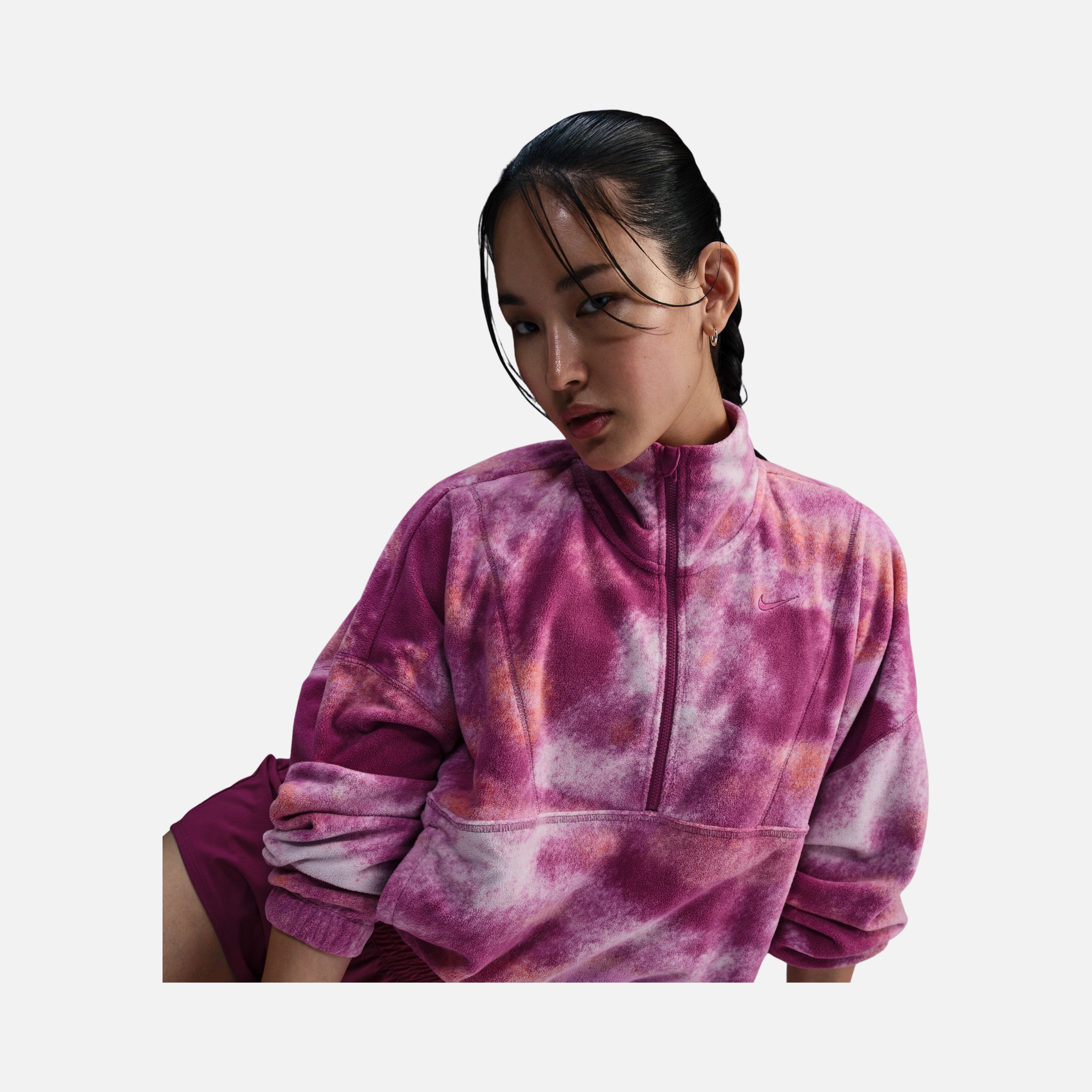 Nike One Top Fleece All Over Printed Half-Zip Kadın Sweatshirt